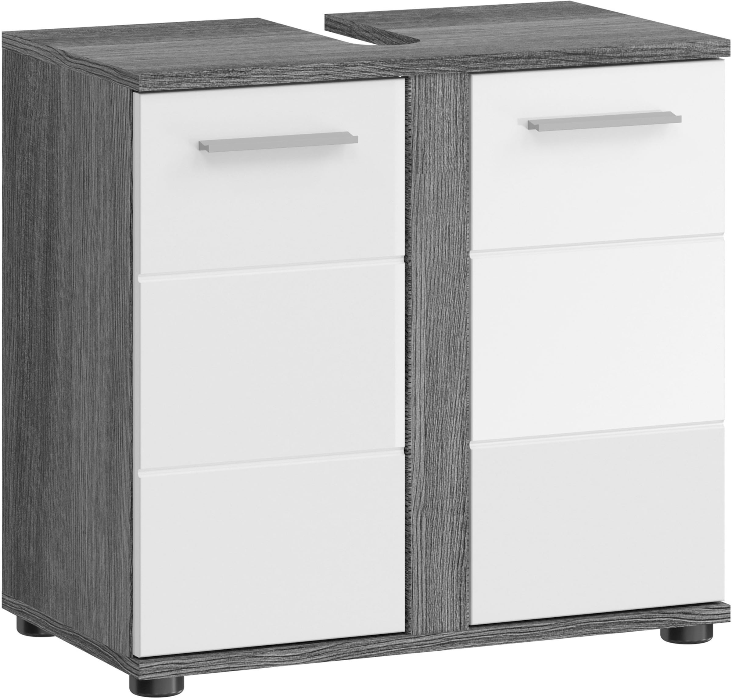 Image of welltime Waschbeckenunterschrank "LUCCA, Breite 60cm, 2 Türen, 2 Fächer,mit Siphonausschnitt" MDF-Front, Badmöbel, Badschrank, Schrank, Kommode, Bad, Badezimmer