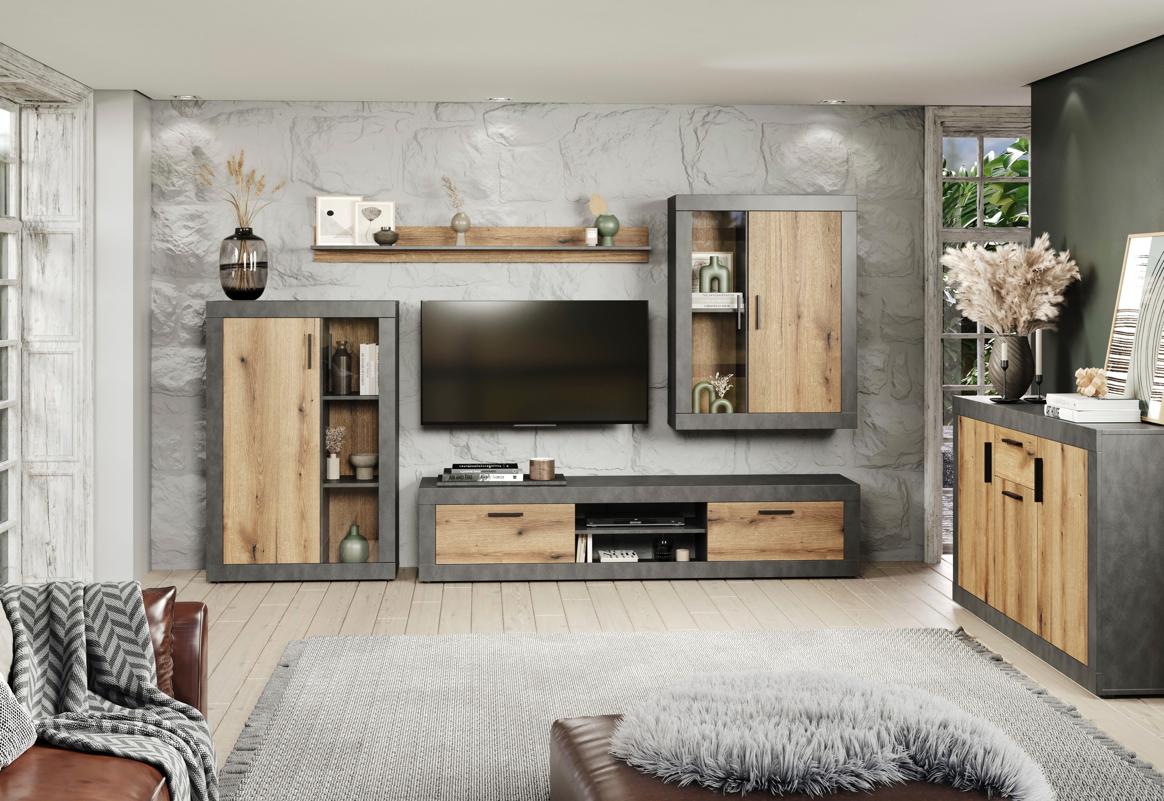 Home affaire Sideboard »Bergen« Packung, 1 Stk. tlg. Sideboard mit 3 Türen & 1 Schublade - (B/T/H) 149/40/83 cm