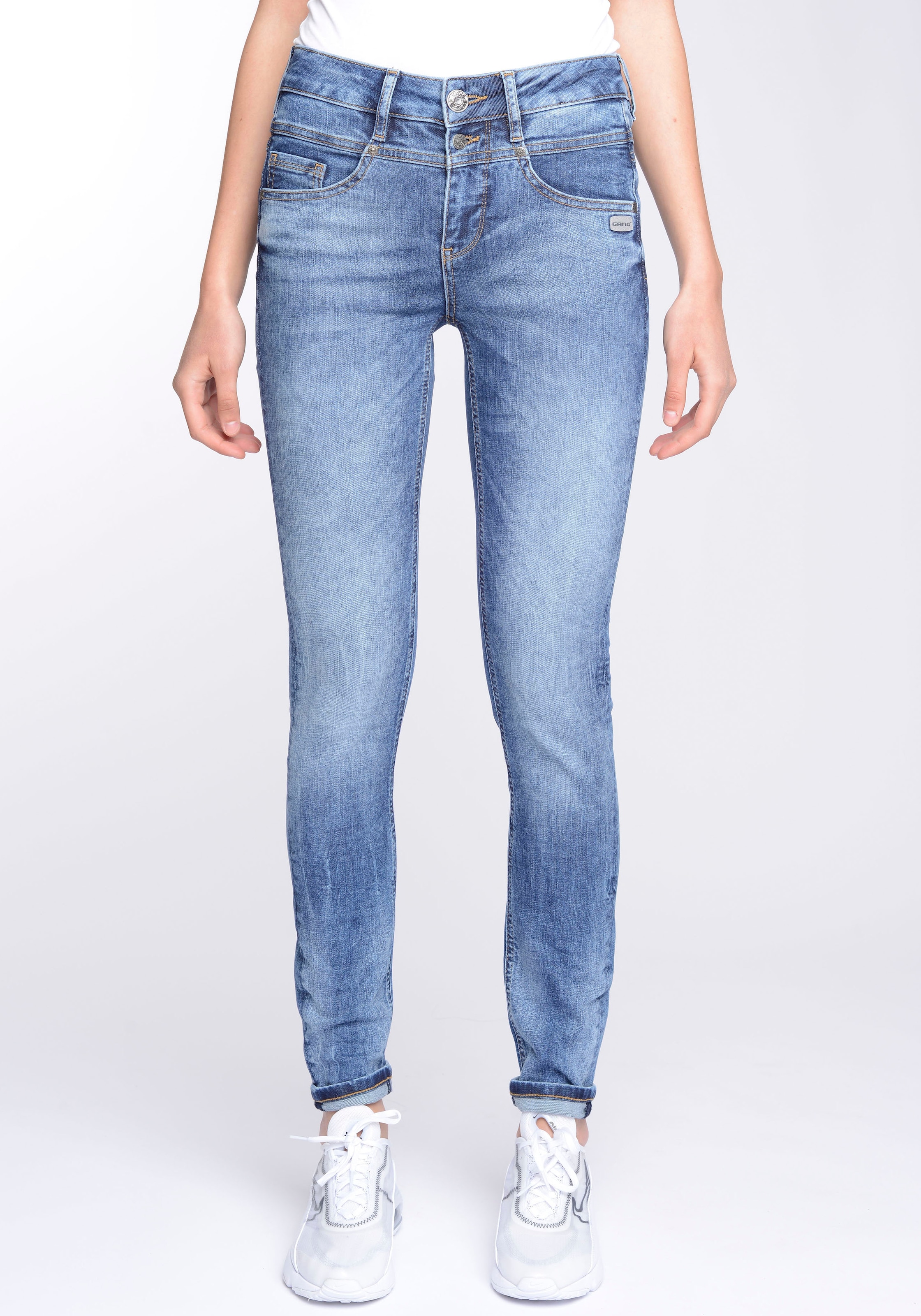 ♕ GANG Skinny-fit-Jeans »94MORA«, mit 3-Knopf-Verschluss und Passe versandkostenfrei vorne kaufen