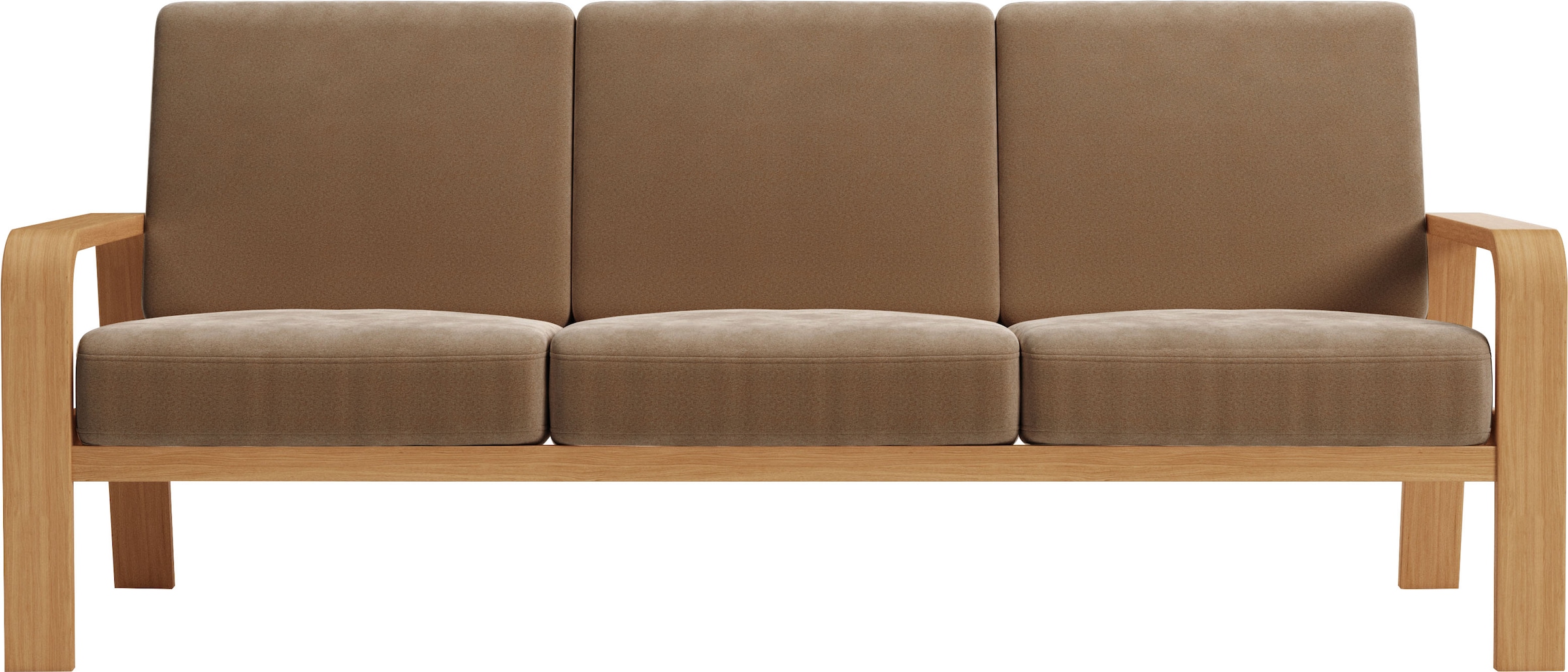 sit&more 3-Sitzer »Kolding«, Armlehnen aus eichefarbigem Buchenholz, verschiedene Bezüge und Farben