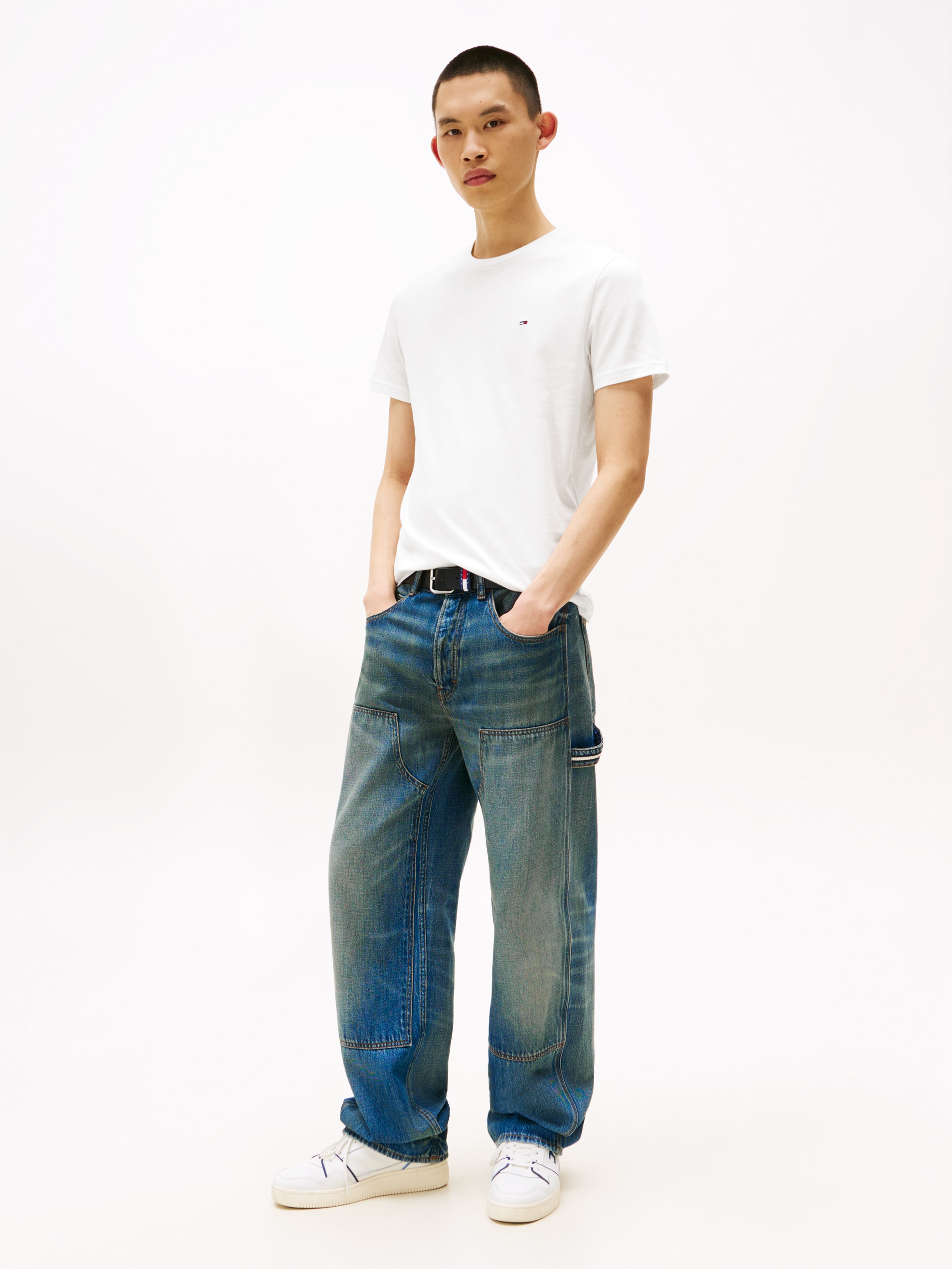 Tommy Jeans Shirt à col rond »TJM XSLIM 2PACK JERSEY TEE EXT« Paquet, pack de 2,  broderie logo, lot de 2