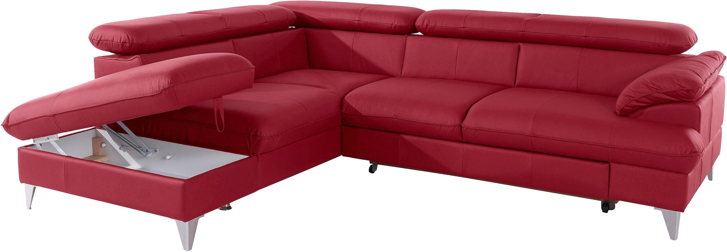 COTTA Polstergarnitur »Caluso L-Form«, Set bestehend aus: Ecksofa mit Kopfteilverstellung & Hocker
