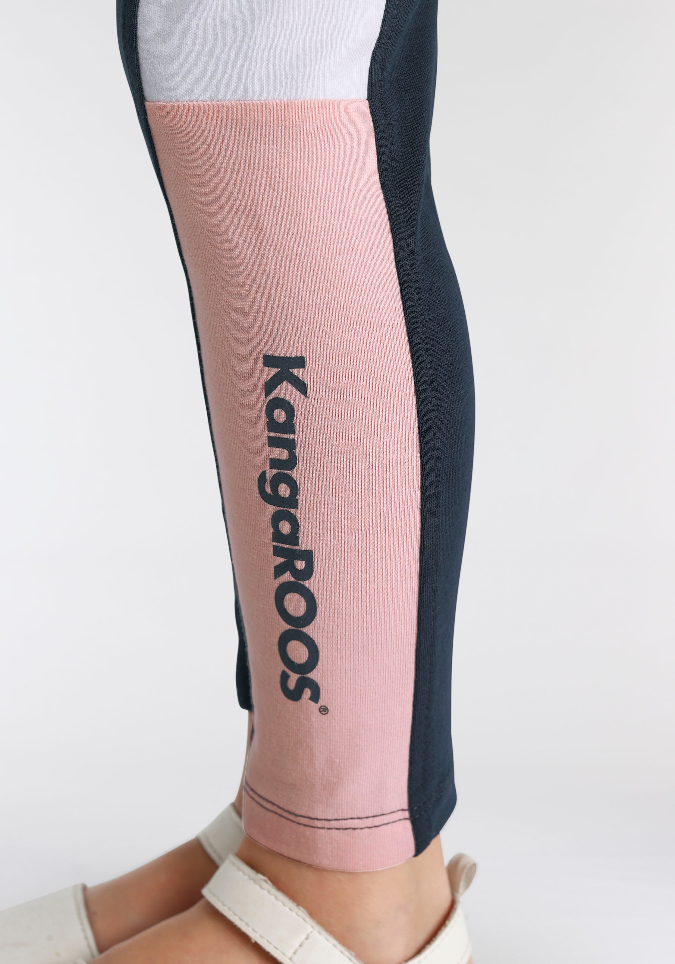 KangaROOS Leggings »Colorblocking Leggings für kleine Mädchen«, mit breitem Bündchen und Logoprint