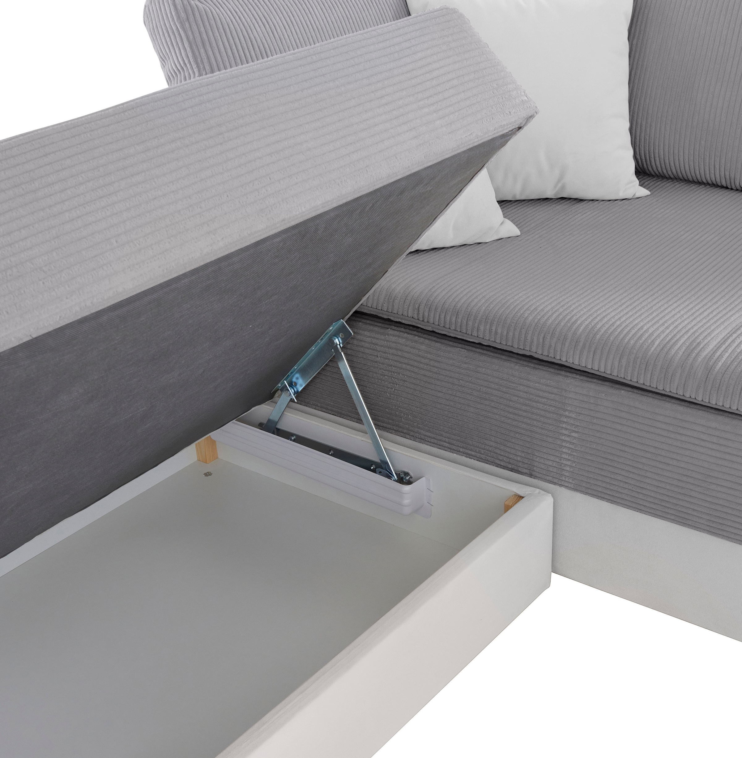 INOSIGN Ecksofa »Boxspringbett Night & Day L-Form mit Dauer-Schlaffunktion mit Armlehne«, mit Boxspring-Bettfunktion 180x200 cm und Bettkasten, Dauerschläfer!