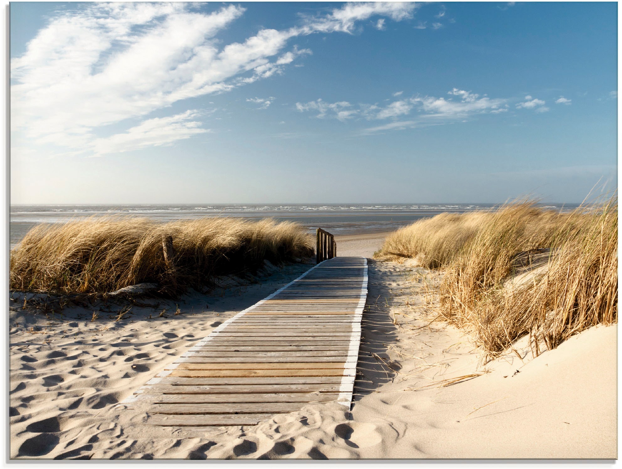 Image of Artland Glasbild "Nordseestrand auf Langeoog - Steg" Strand 1 Stk. tlg. in verschiedenen Grössen