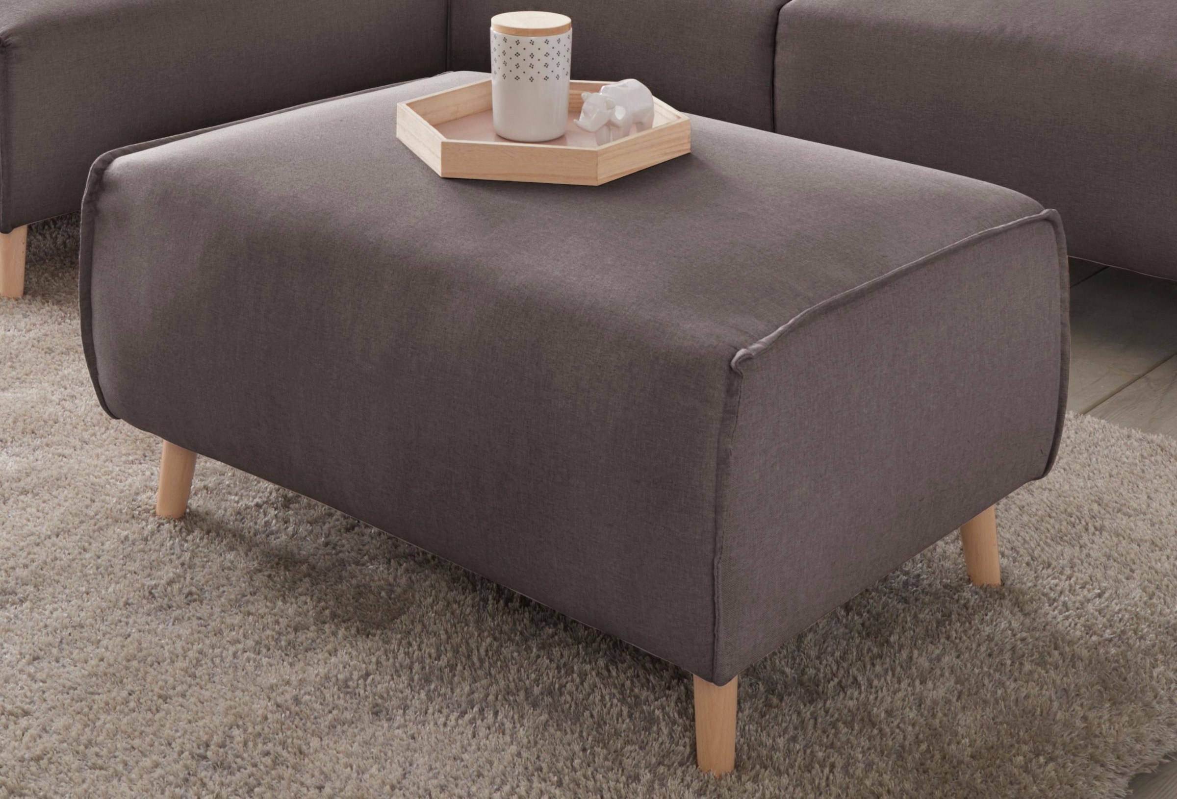 Image of Home affaire Hocker "Janek" mit Keder in scandinavischem Design