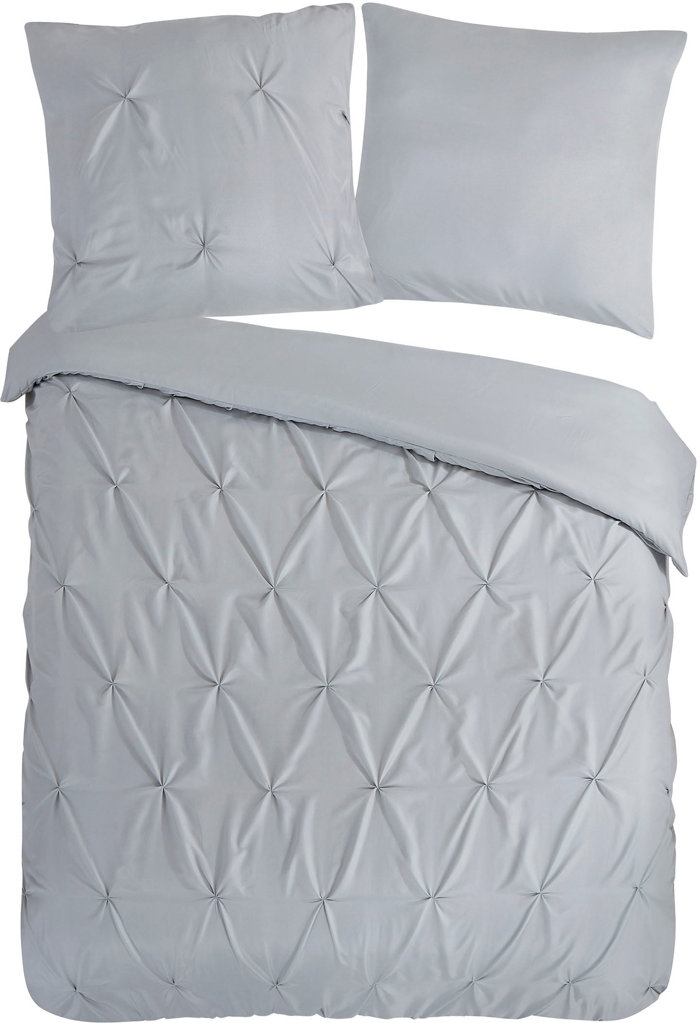 PURE luxury collection Linge de lit réversible »Elegence« 2 cuis tlg. Mikrofaser, Uni, Stickerei, luxuriöse Falten, Reissverschluss