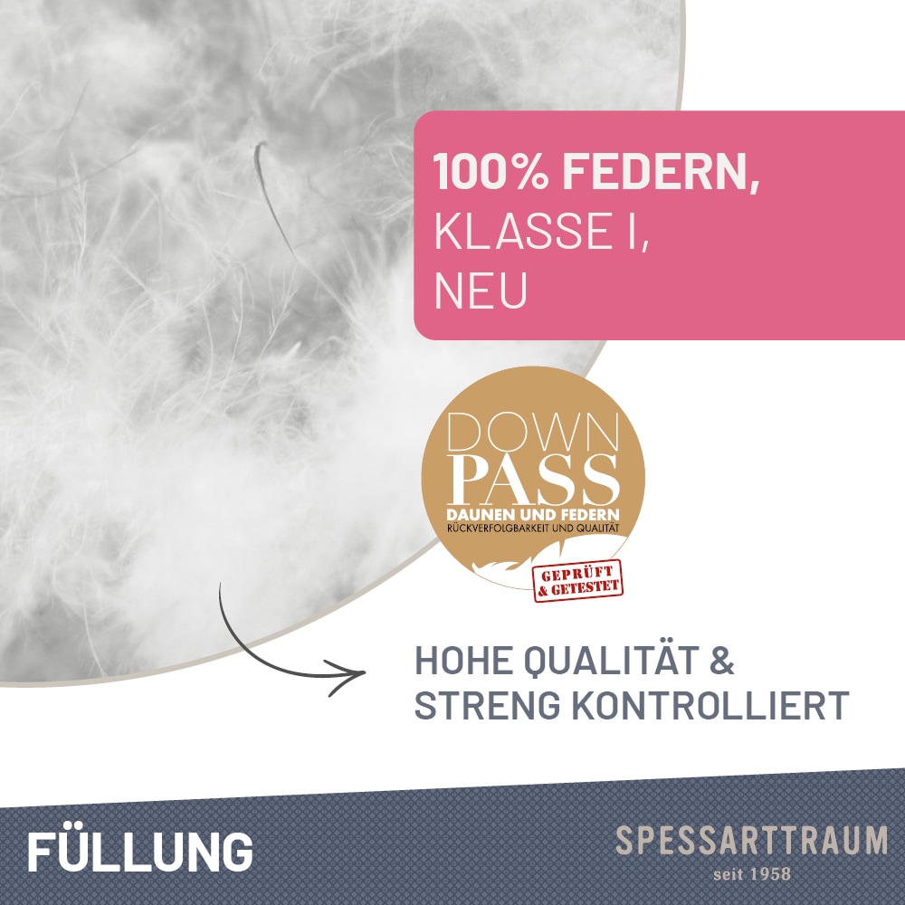 SPESSARTTRAUM Federkissen »FIRST CLASS, Kopfkissen 1-tlg. oder  2-tlg. 40x80 oder 80x80 cm« Füllung: 100% Federn 1 Stk. tlg. hergestellt in Deutschland, allergikerfreundlich, im Set günstiger