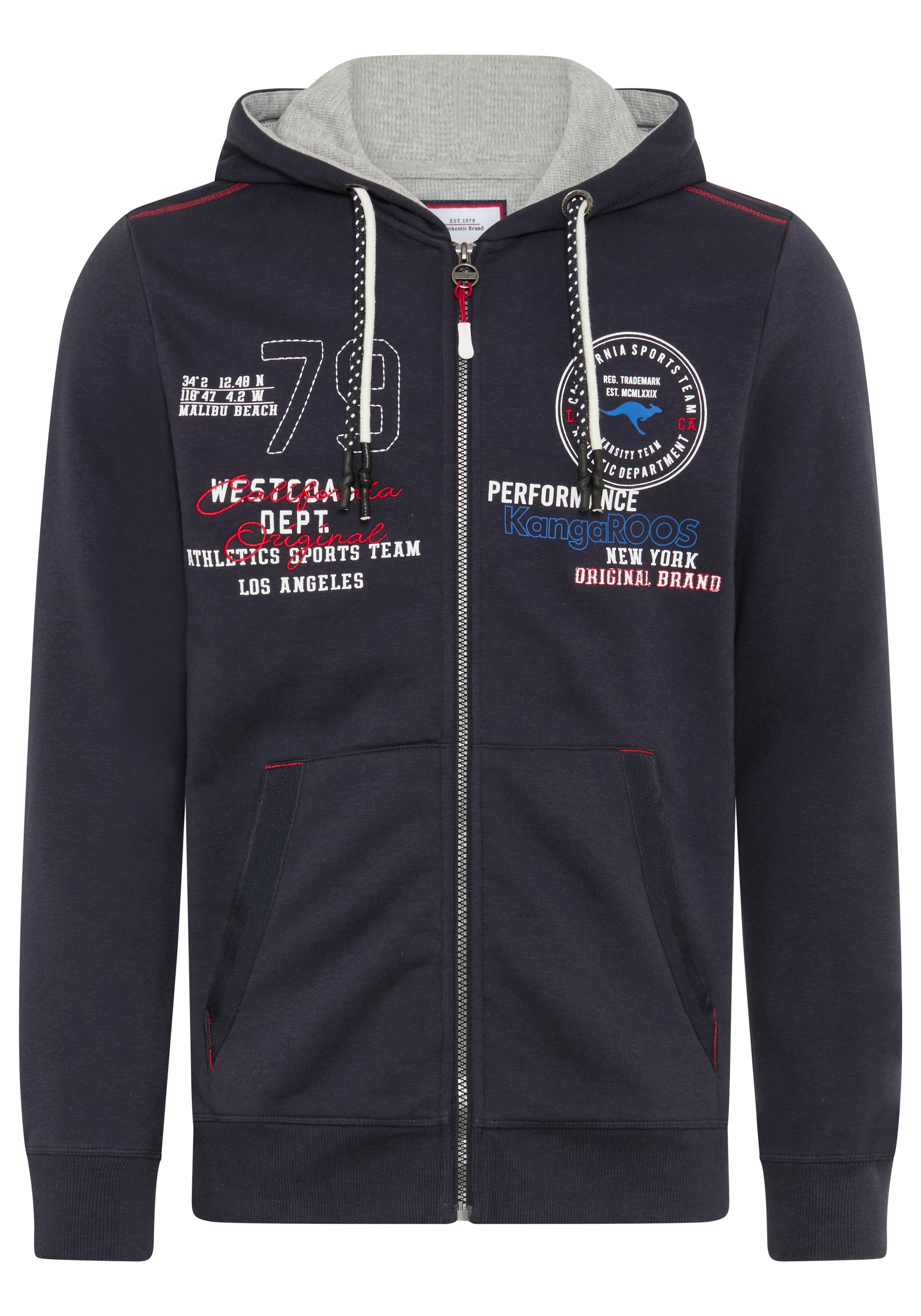 KangaROOS Kapuzensweatjacke mit Kapuze und Kordelzug, aus angerauter Sweatware, schmale Passform