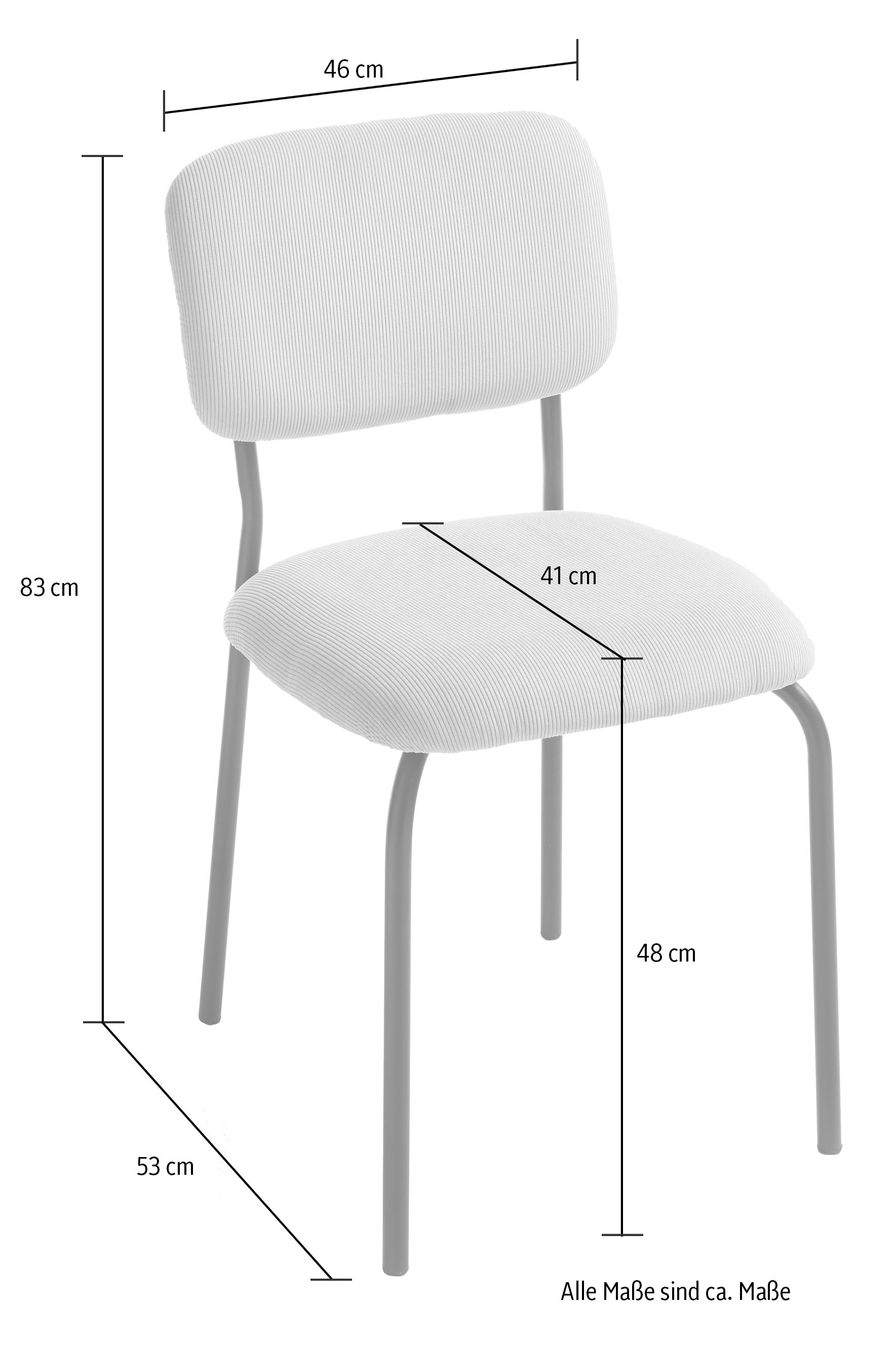 Home affaire Esszimmerstuhl, (Set), 2 St., Cord, moderner Stuhl mit Cordbezug im 2-er Set