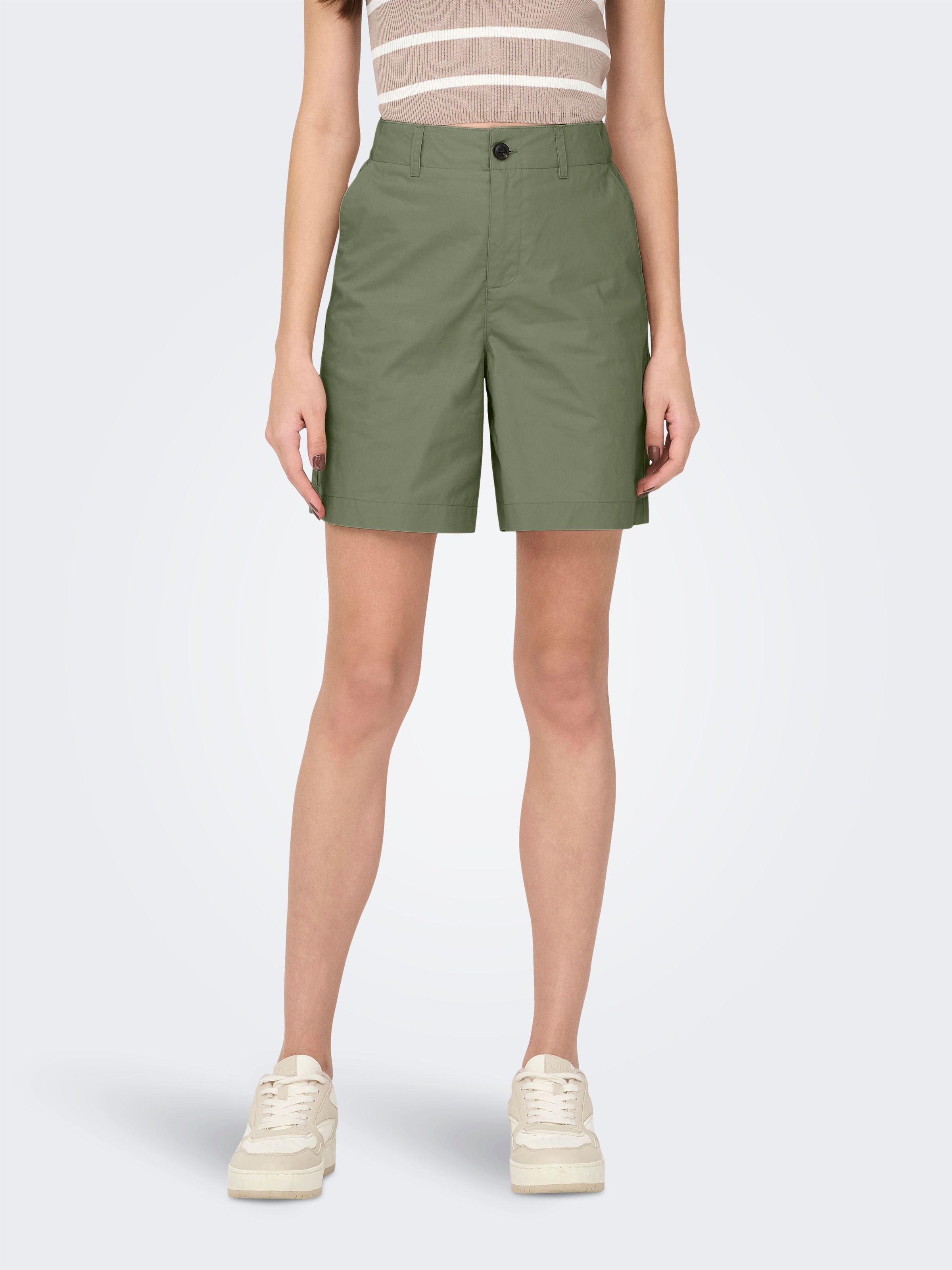 Image of ONLY Shorts "ONLZORA MW BERMUDA SHORTS PNT" Baumwolle, locker geschnitten