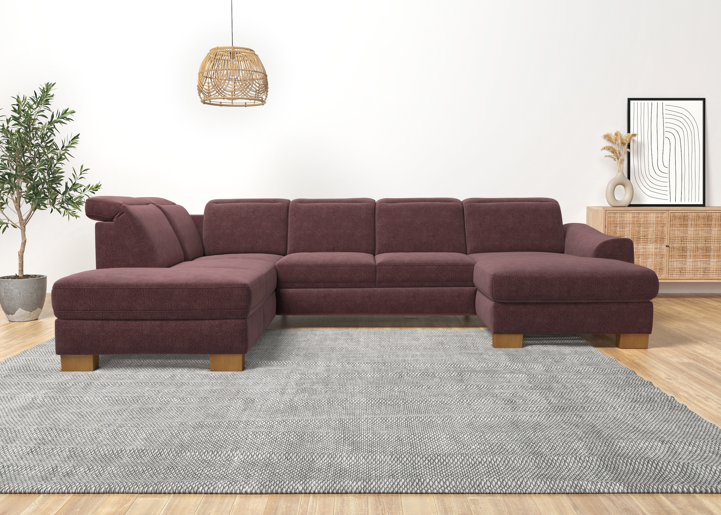 Home affaire Wohnlandschaft »Dundee U-Form« wahlweise mit Kopfteilverstellung und zusätzlich mit Bettfunktion