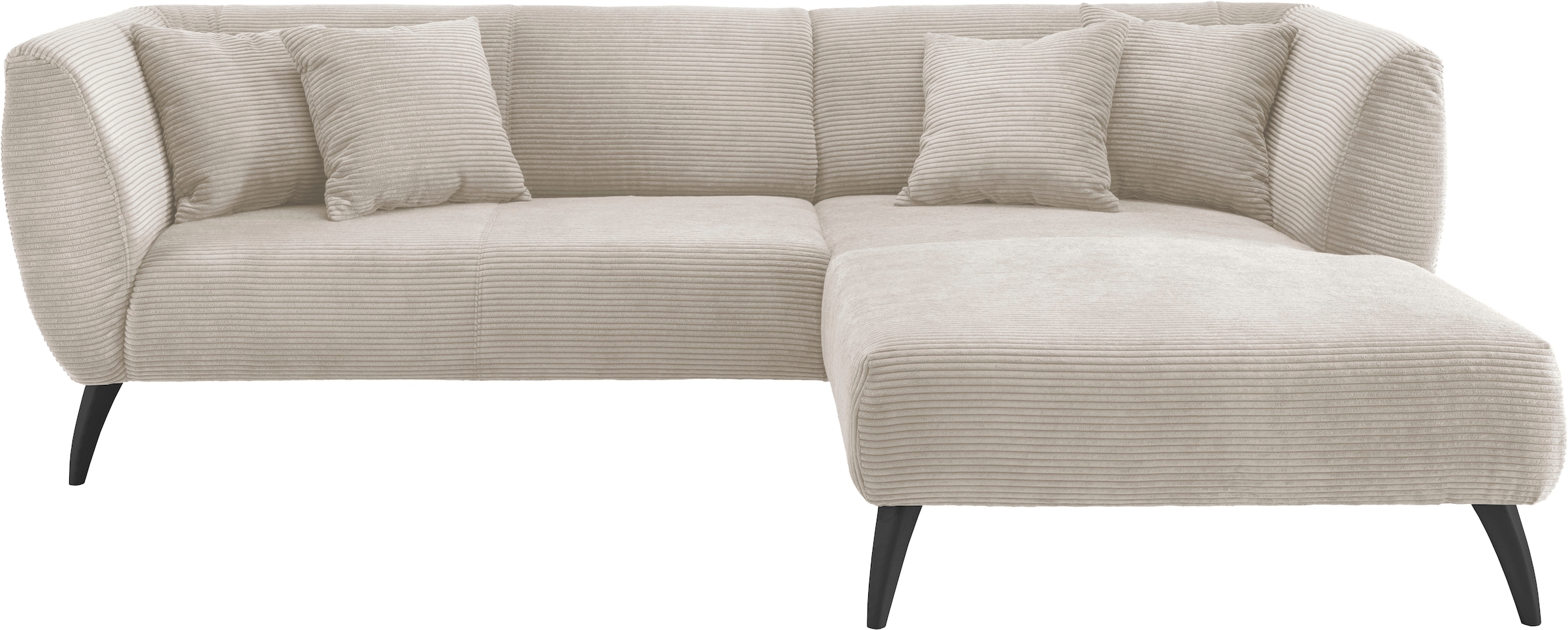 INOSIGN Ecksofa »Colori L-Form«, Holzfussfarbe wählbar, inkl. 4x Zierkissen