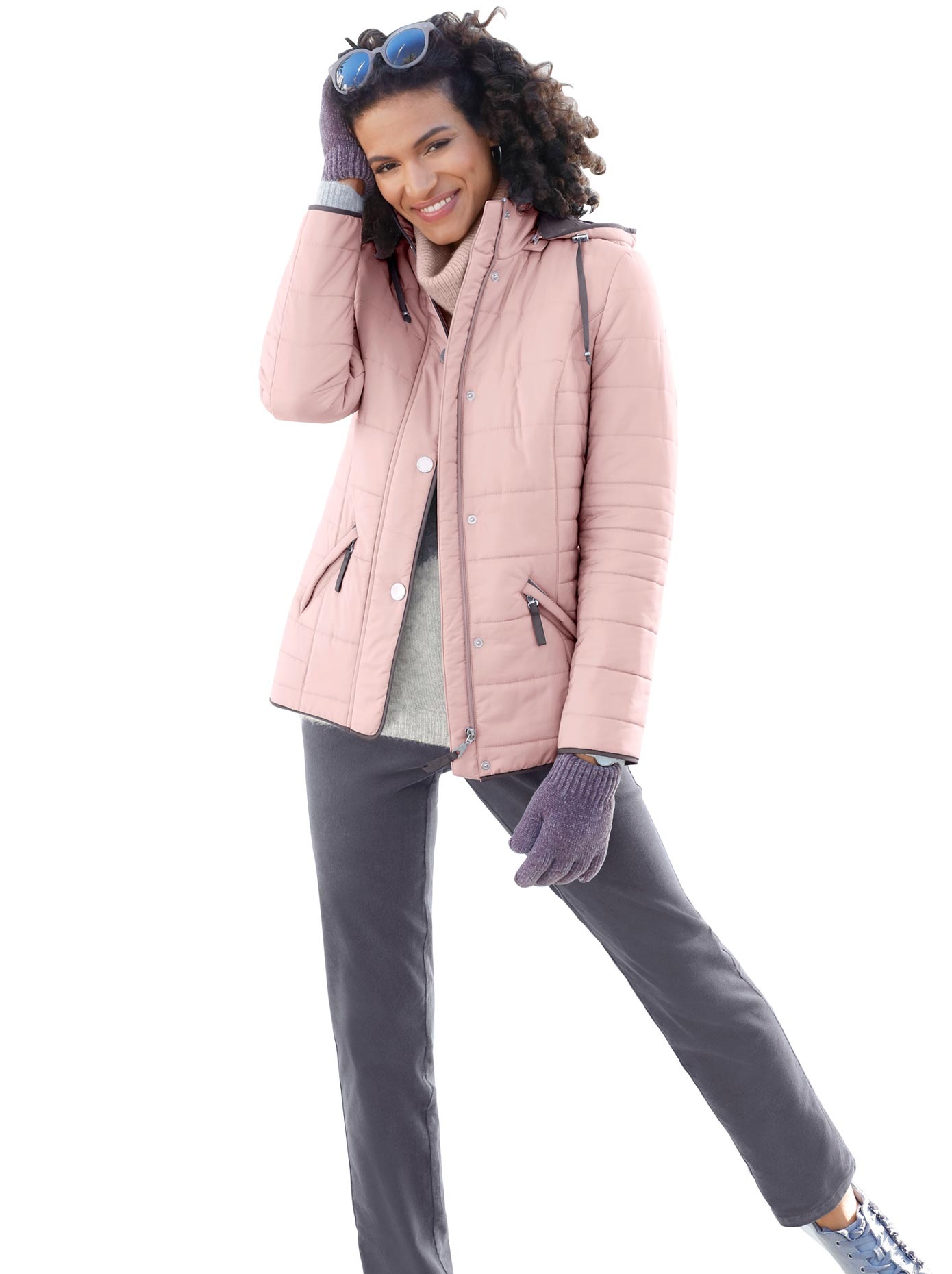 Jacke mit verschieden gestalteten Stepp-Partien