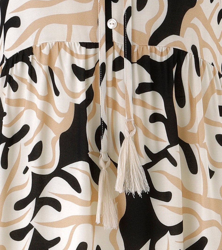 Aniston SELECTED Robe chemisier mit V-Ausschnitt und mit Bindebändern und Quasten - NEUE KOLLEKTION