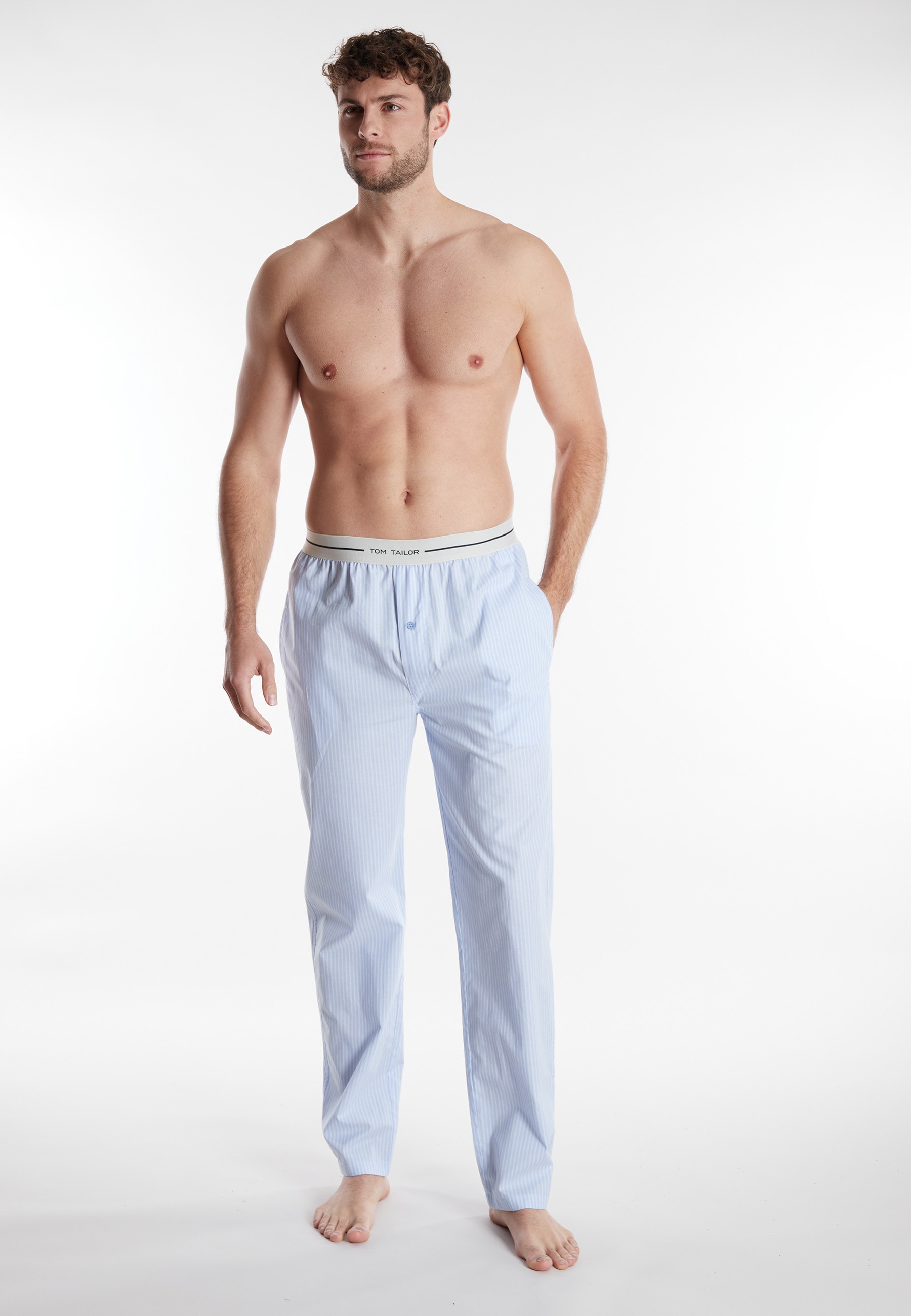 Image of TOM TAILOR Pyjamahose "Dakota" Logobund, Seitentaschen, locker, bequem, atmungsaktiv, elastisch