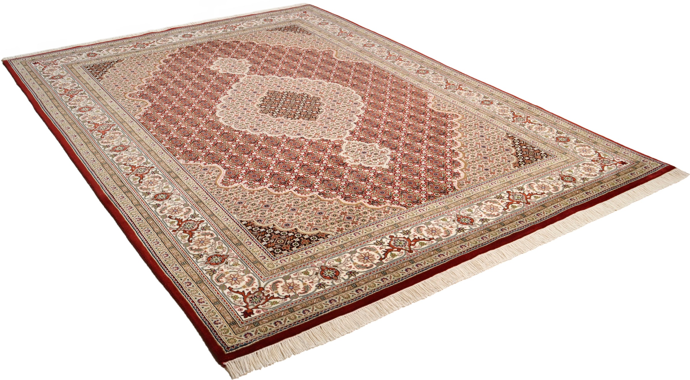 Image of THEKO Orientteppich »Mahi Tabriz«, rechteckig, 12 mm Höhe, Flor aus 30% Seide, handgeknüpft, mit Fransen, ideal im Wohnzimmer & Schlafzimmer bei Ackermann Versand Schweiz