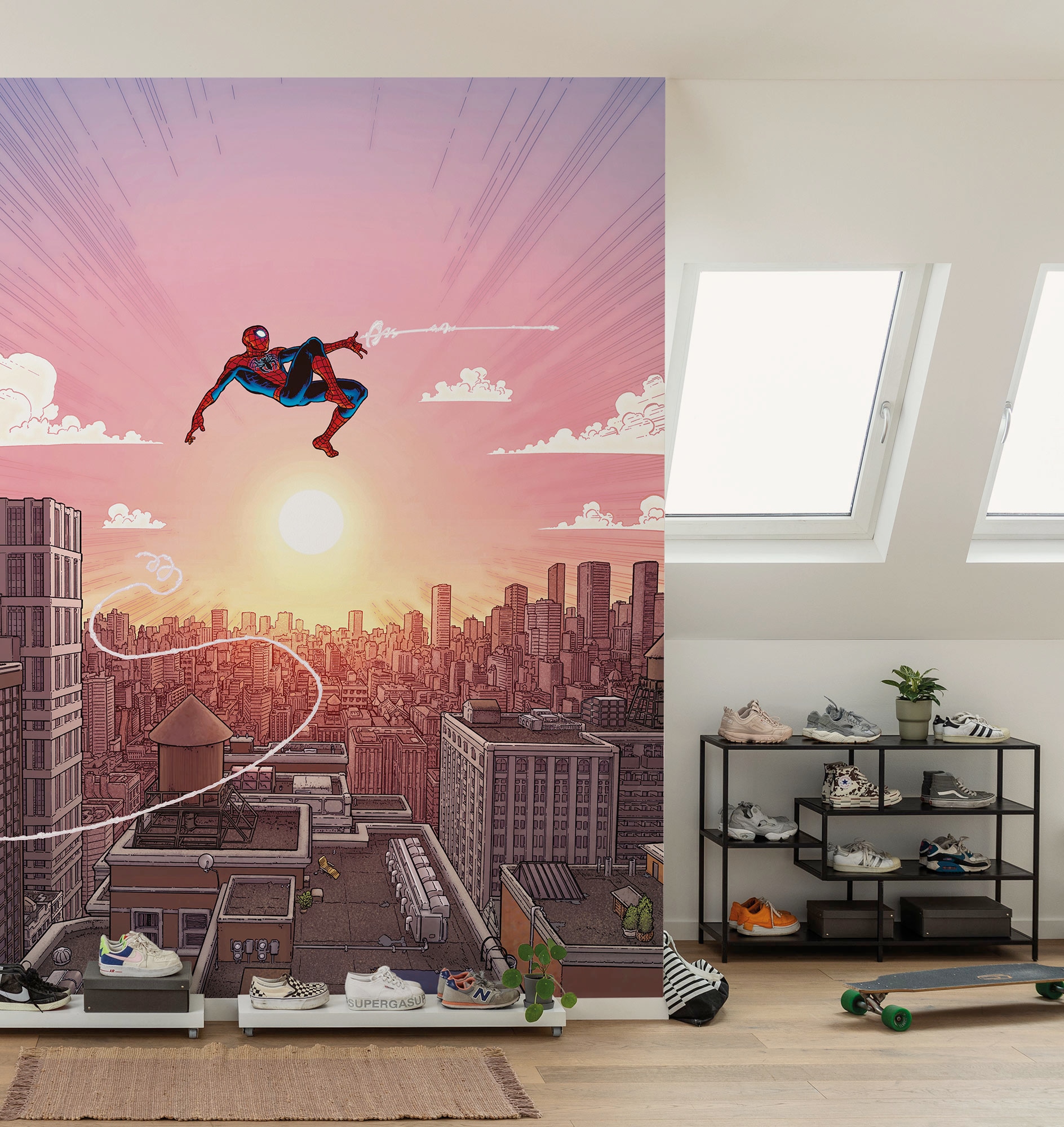 Image of Komar Kindertapete "Marvel Spider-Man Swinging Through the Air" bedruckt glatt