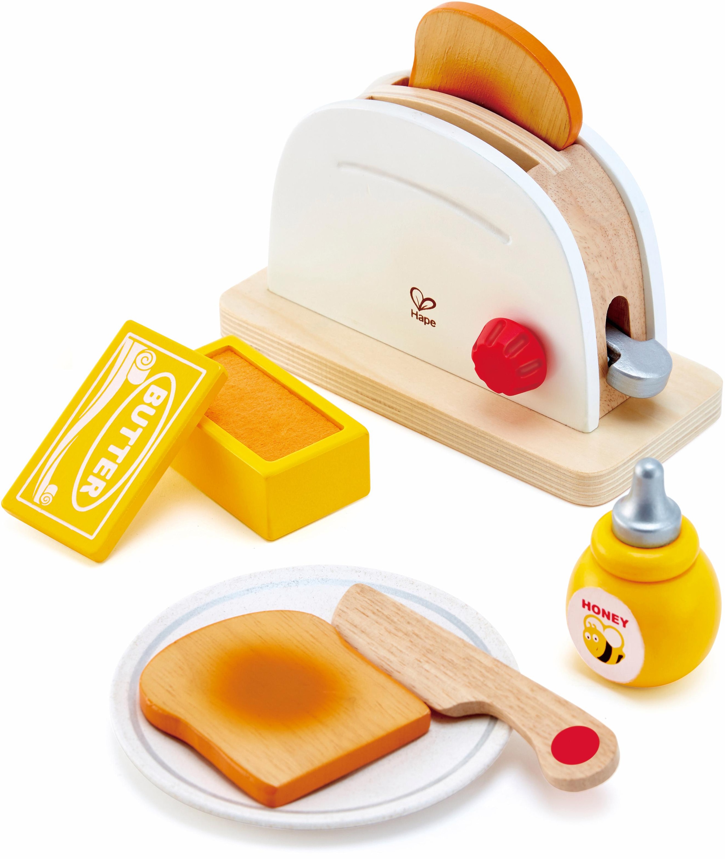 Kinder-Toaster »Pop-Up-Toaster-Set, 7-tlg.«, (Set, 7 tlg.), aus Holz