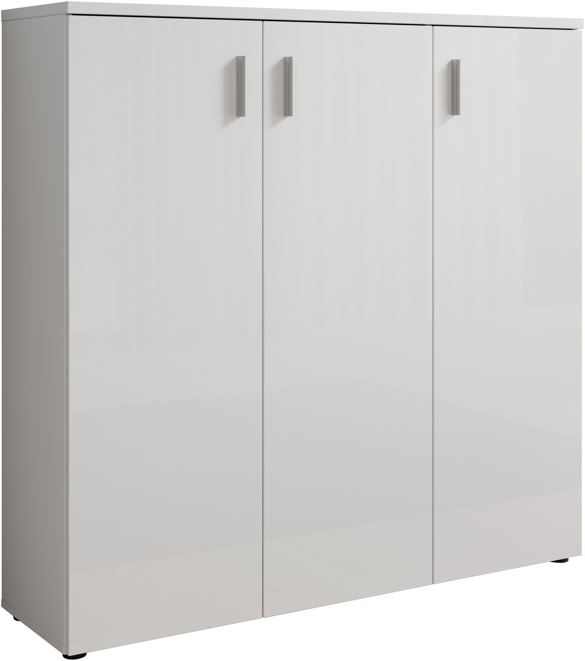 HBZ Schuhschrank »Lincoln weiss Glanz, BxHxT 120x120x35 cm«, (1 St.), Schuhschrank mit 3 Türen, 8 Einlegeböden verstellbar, 2 feste Böden