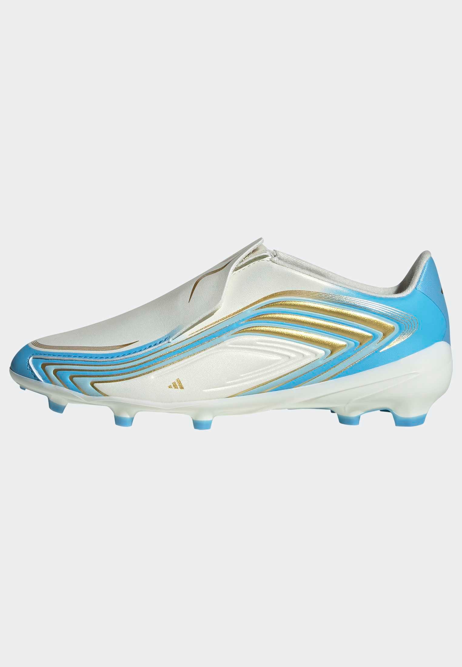 adidas Performance Chaussure de football »F50 MESSI LEAGUE KIDS , FESTE BÖDEN, OHNE SCHNÜRSENKEL«  semelle extérieure pour gazon et sols durs, pour adolescents & enfants