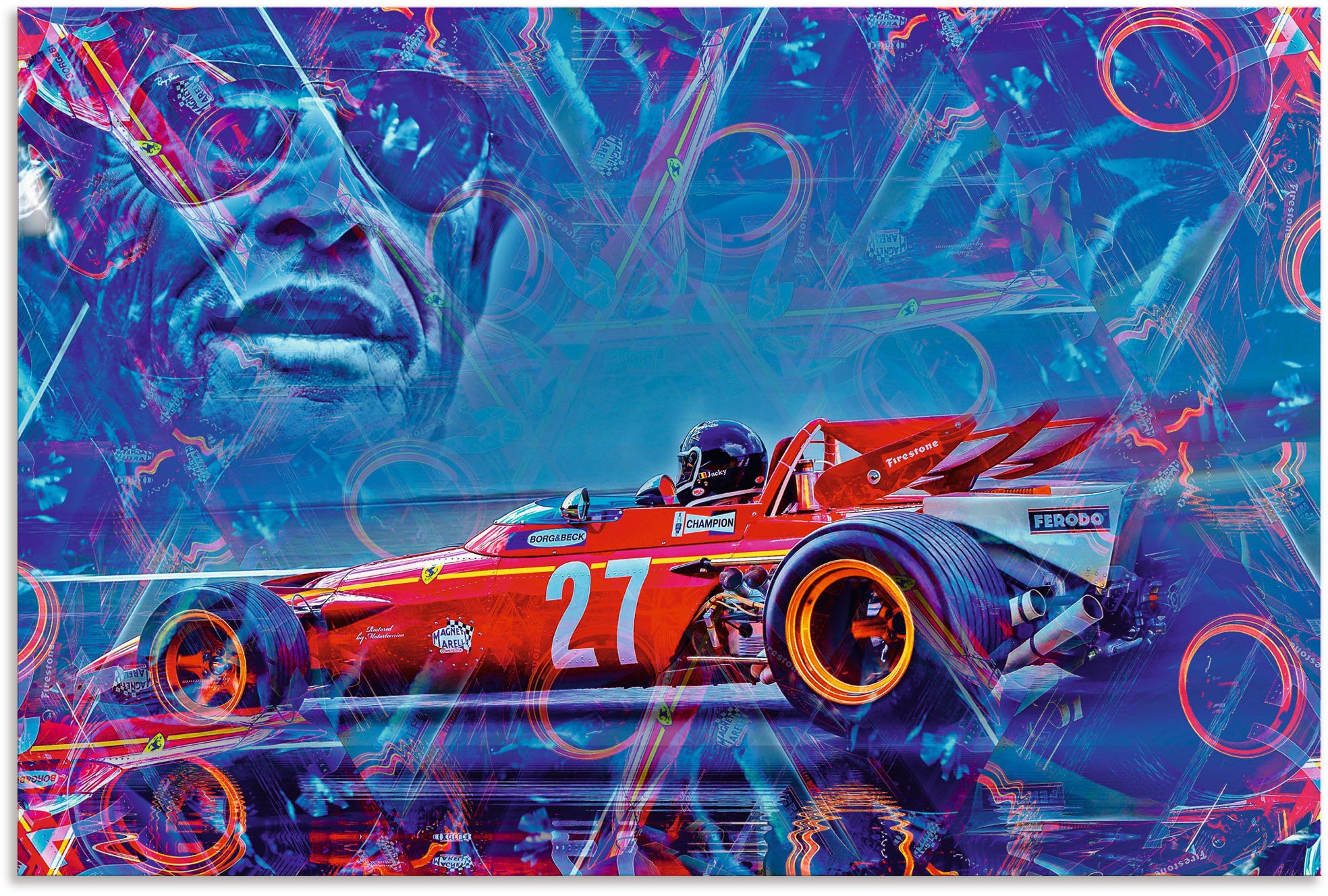 Image of Artland Wandbild »Jacky Ickx«, Auto, (1 St.), in vielen Grössen & Produktarten - Alubild / Outdoorbild für den Aussenbereich, Leinwandbild, Poster, Wandaufkleber / Wandtattoo auch für Badezimmer geeignet bei Ackermann Versand Schweiz