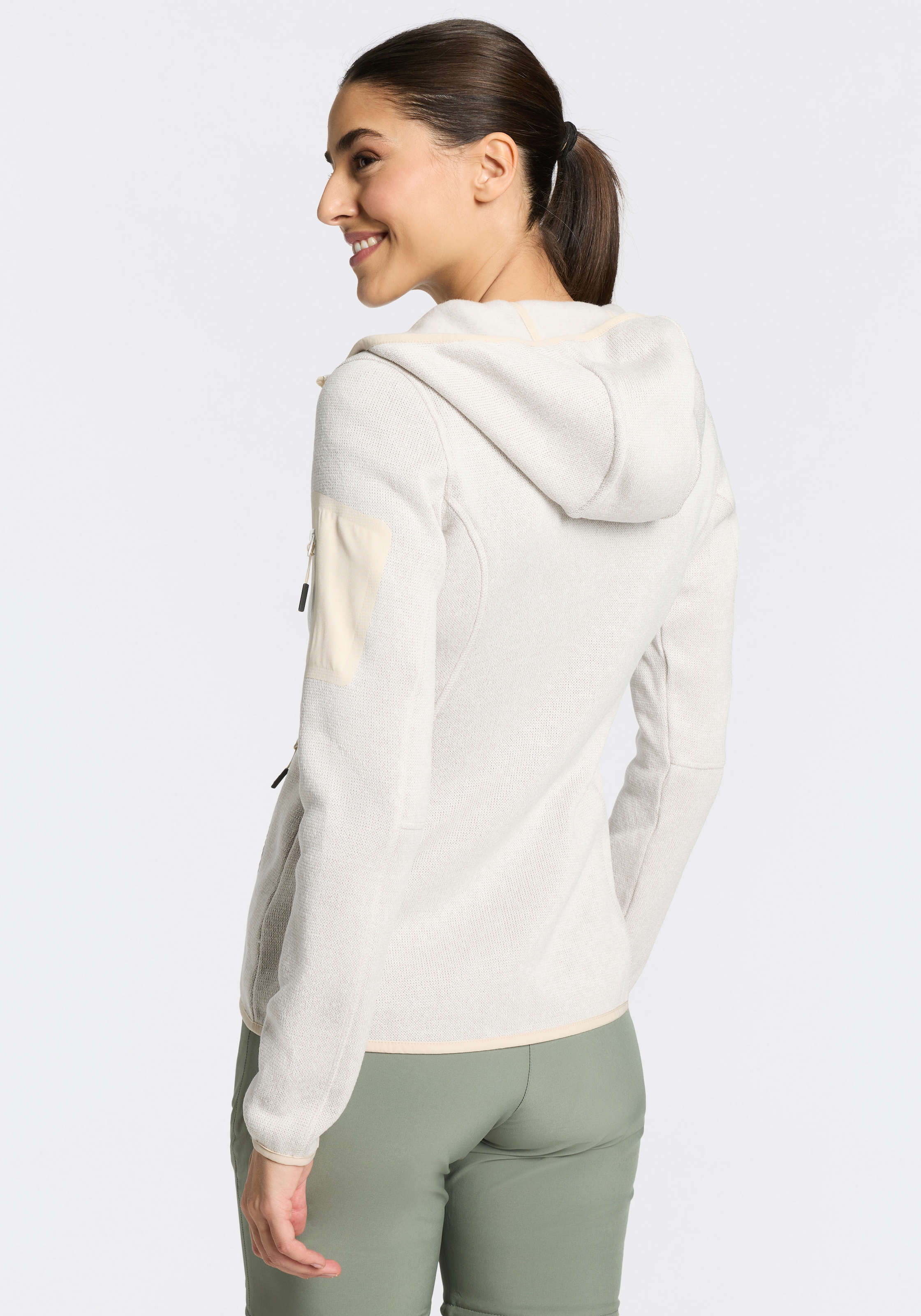 CMP Veste en laine polaire »KNITTED MELANGE HOODY WOMAN HOODY JACKET« mit Kapuze Ünbergangsjacke für Outdoor-Aktivitäten, mit Kapuze, atmungsaktiv