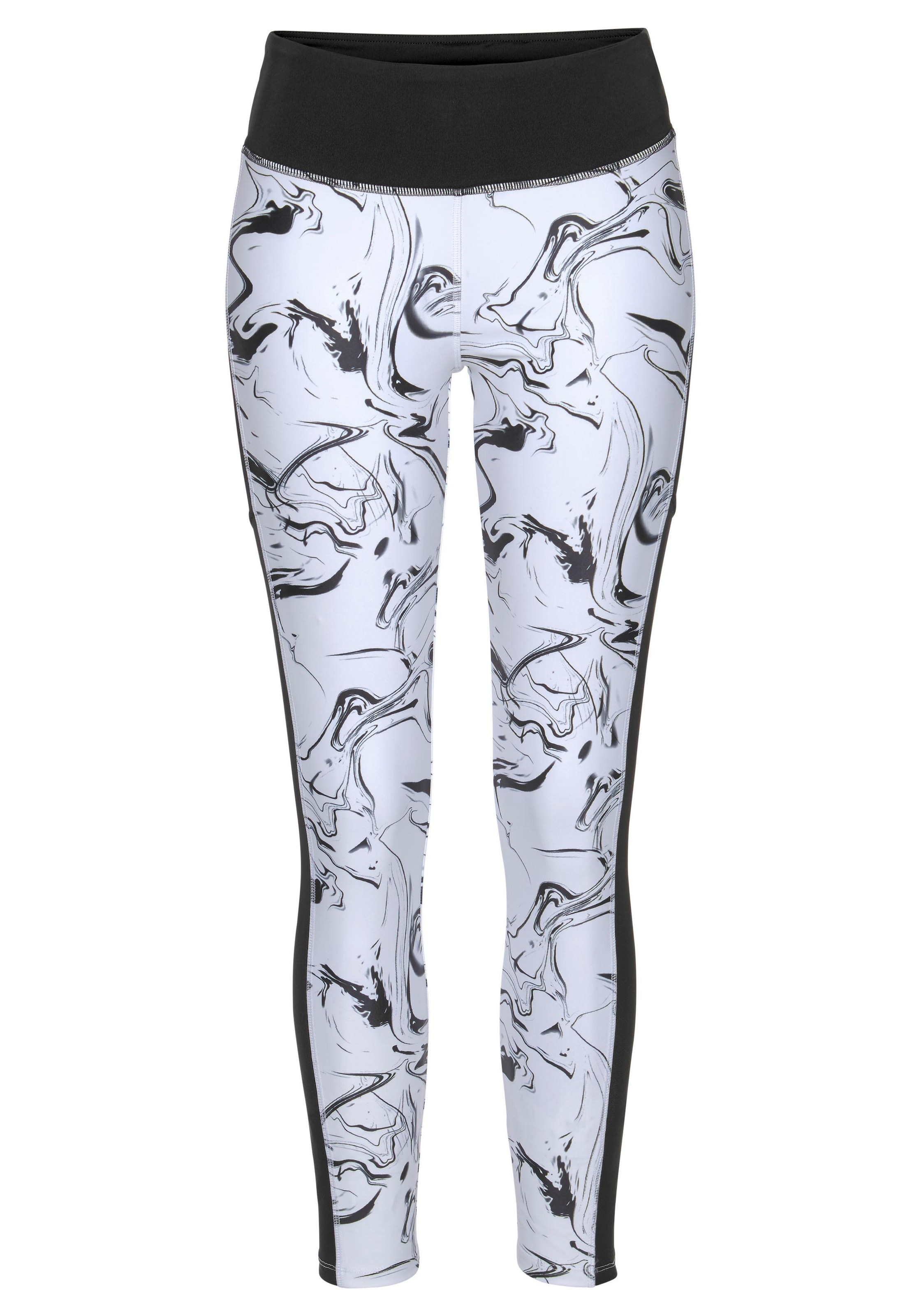 LASCANA ACTIVE Leggings »White Marble«, im Marmor-Muster mit Seitenstreifen