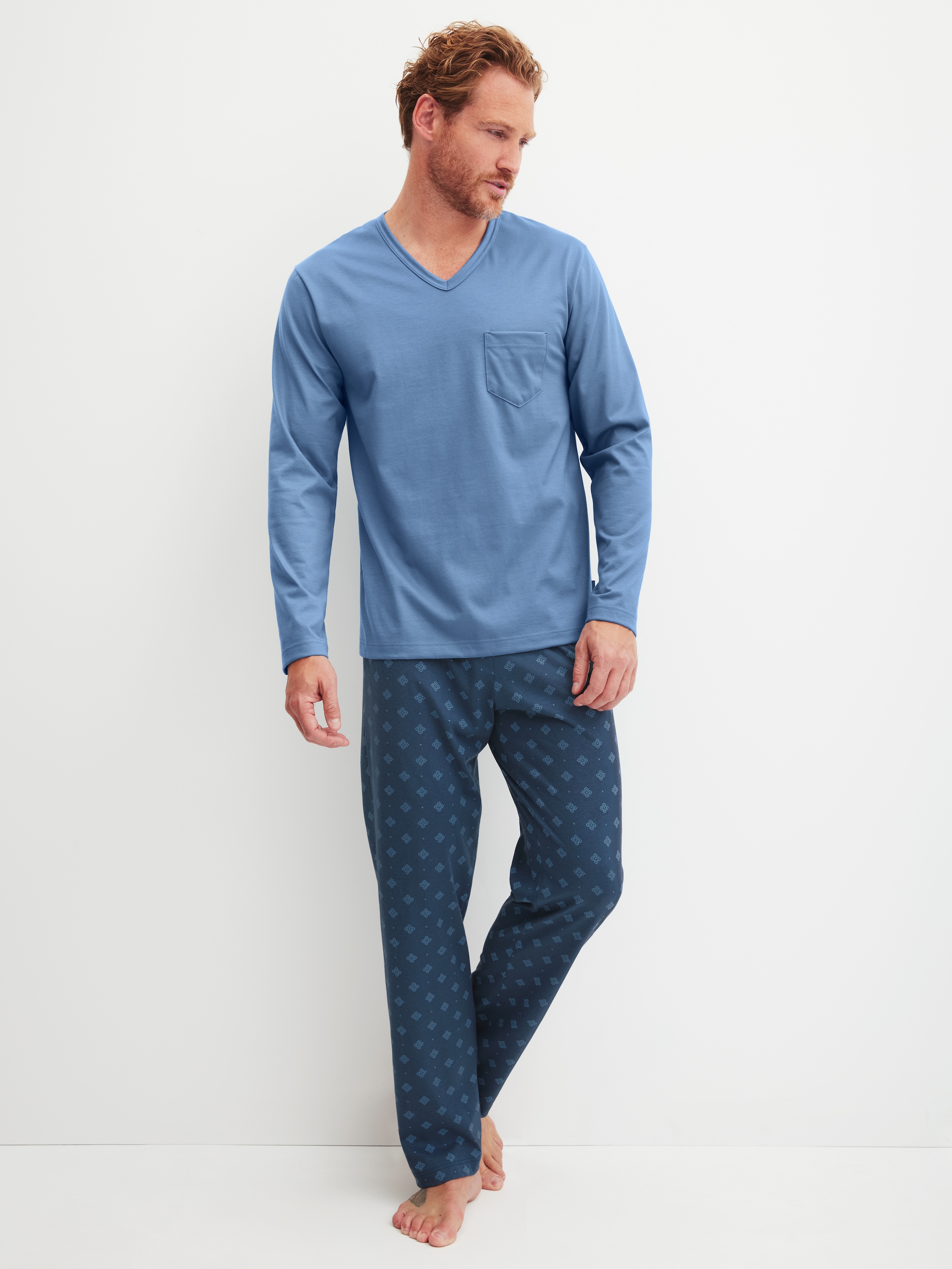 CALIDA Pyjama »Relax Imprint 2« 2 respirant, coton, léger, jersey simple doux