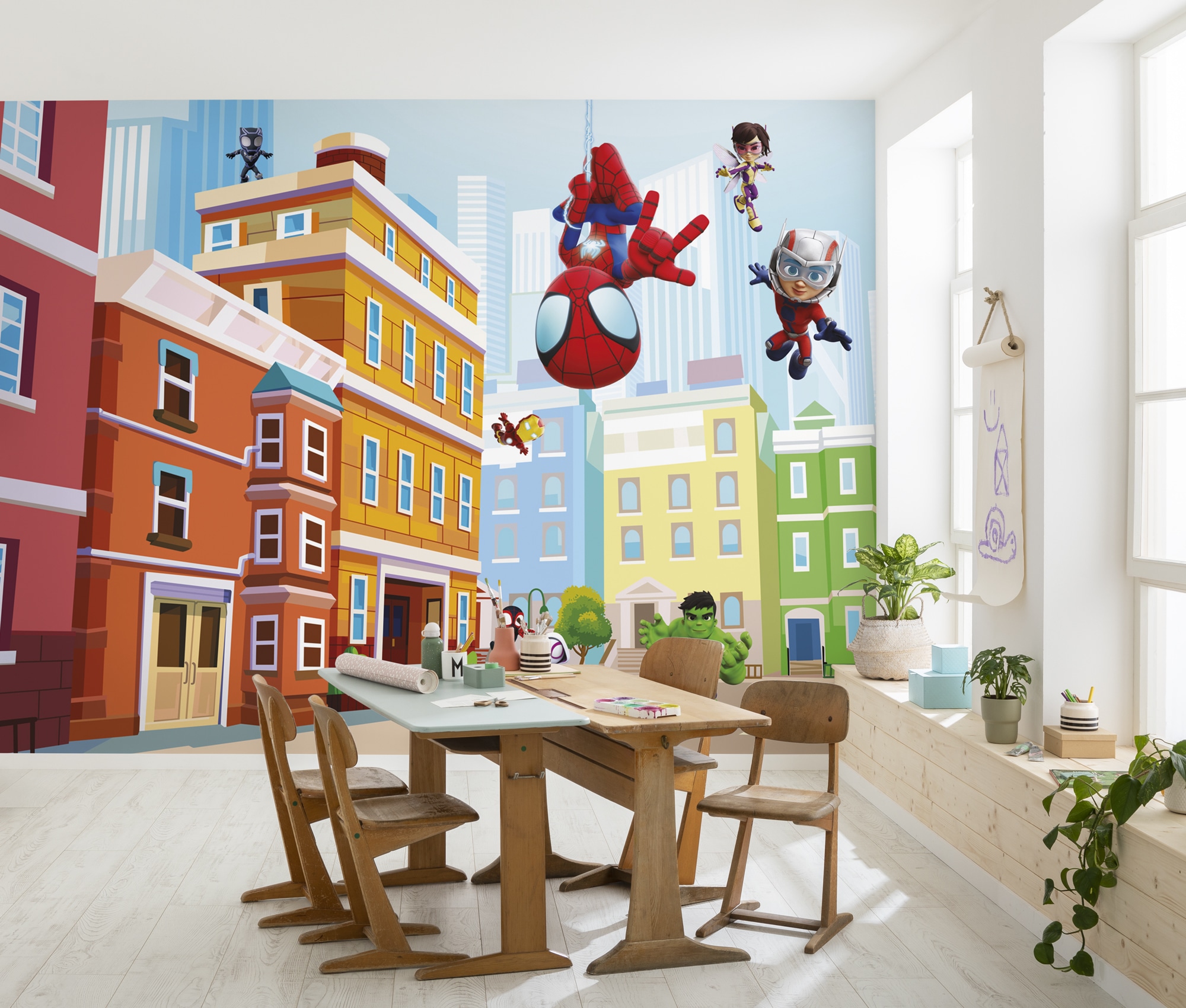 Image of Komar Kindertapete "Marvel Spidey and His Amazing Friends City" bedruckt glatt