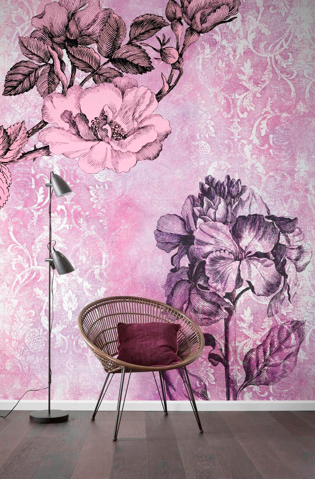 Komar Vliestapete »Digitaldruck Vlies -  Baroque Pink - Grösse 200 x 250 cm« bedruckt glatt Wohnzimmer, Schlafzimmer