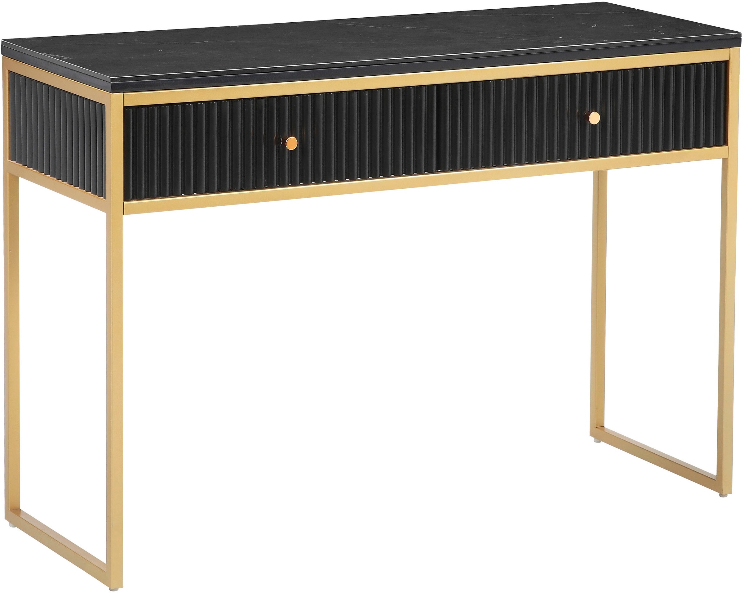 Image of GOODproduct Konsolentisch "Fleuriss" Keramikplatte, goldene Beine, FSC-zertifiziertes Holz, Breite 110 cm