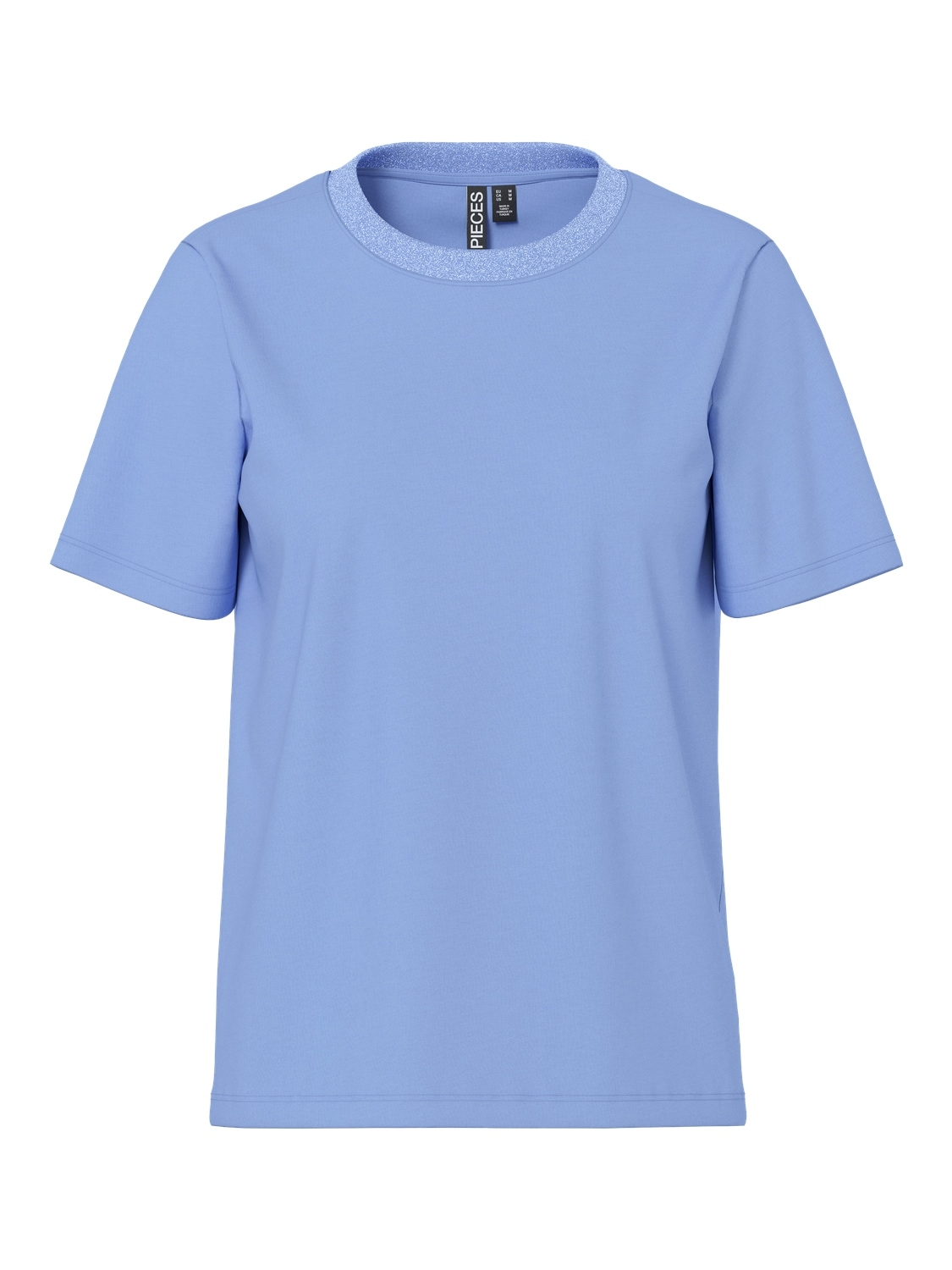 pieces T-shirt à manches courtes »PCRIA SS LUREX NECK TEE JRS NOOS BC« mit Glitzerdetail