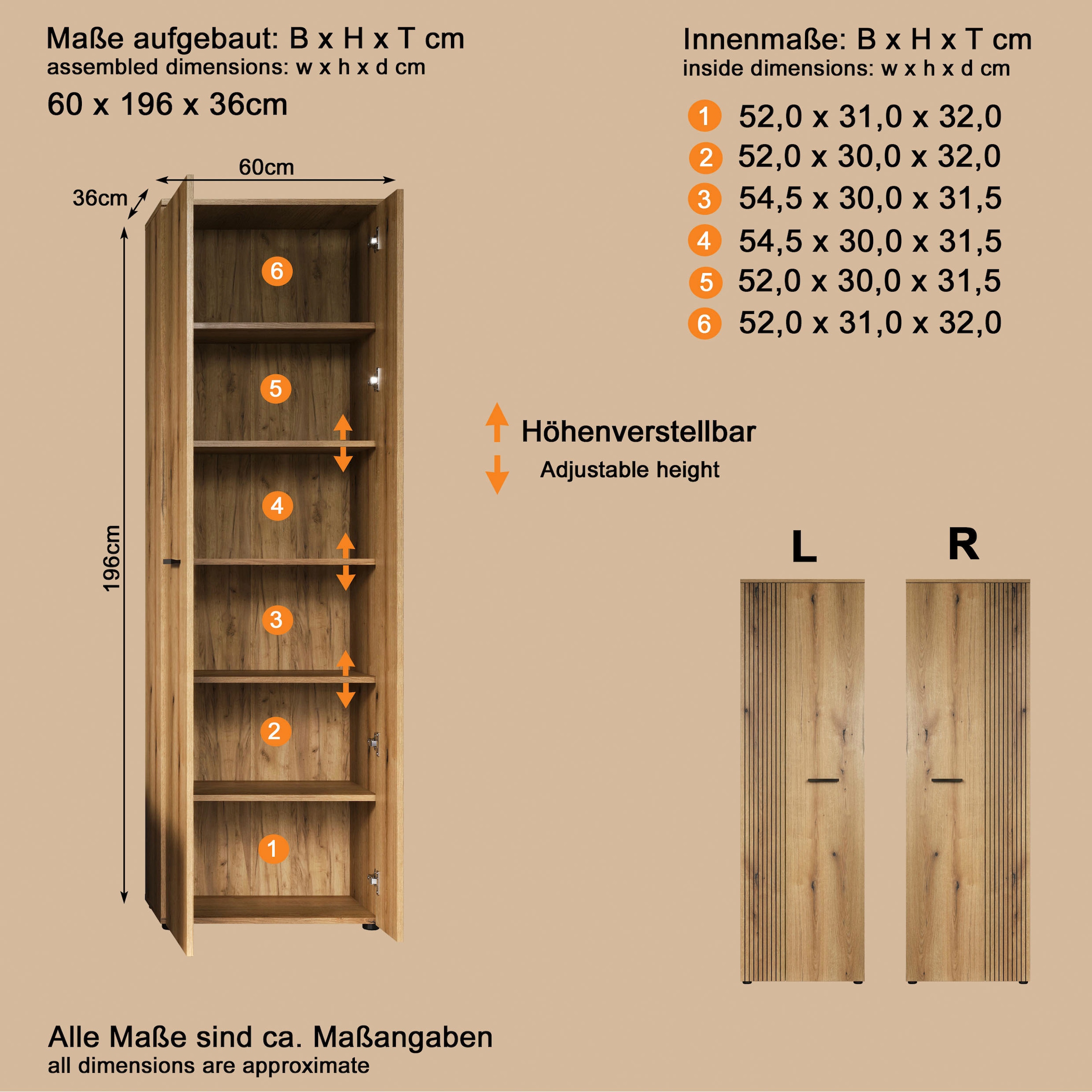 Home affaire Armoire vestiaire »Amrum« 1 cuis tlg. Garderobenschrank mit 2 Türen & 1 Kleiderstange – (B/T/H) 60/36/196 cm