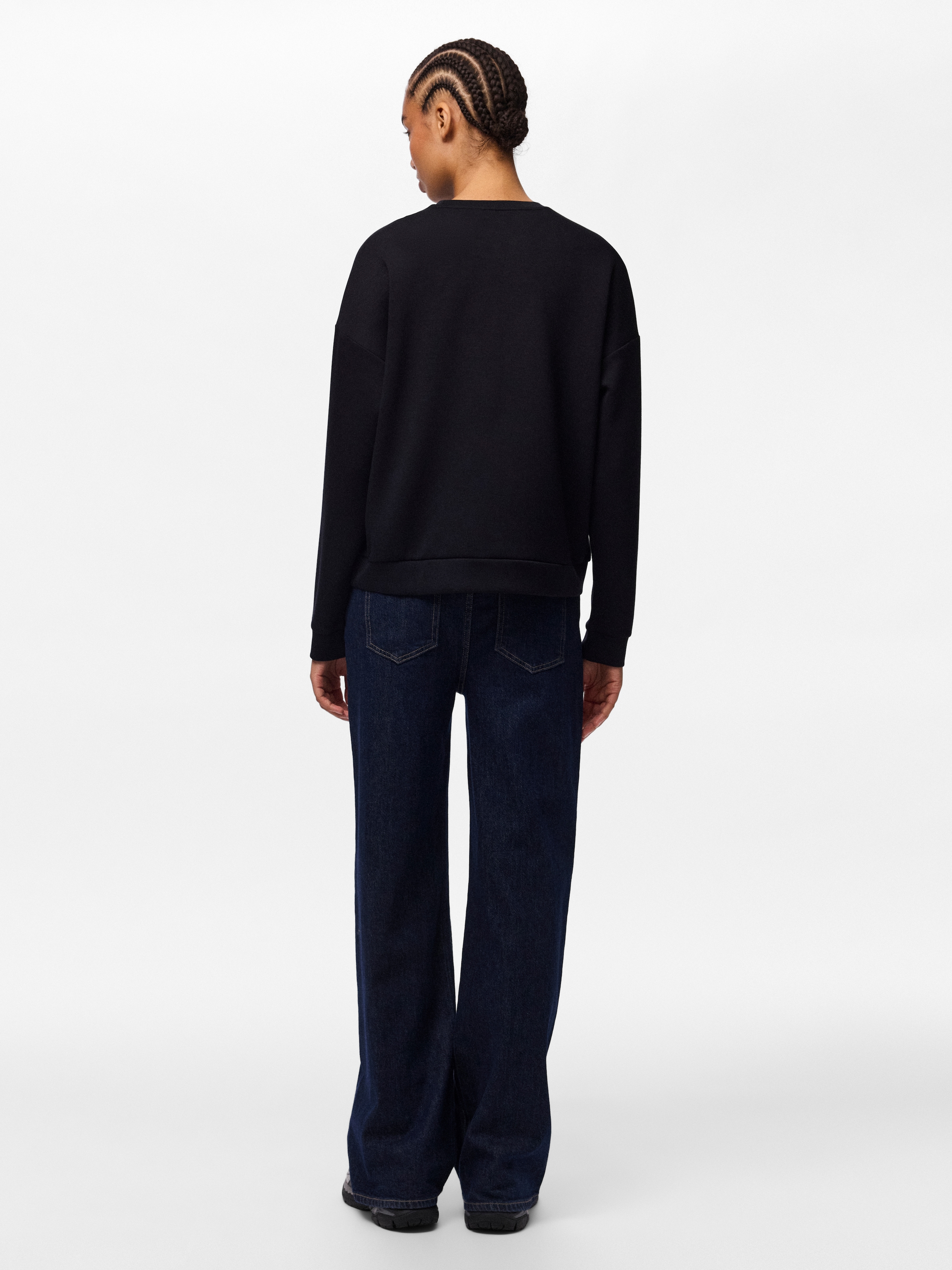 pieces Langarmshirt »PCMICHELLE SCUBA LS TOP SWT NOOS BC« Materialmix