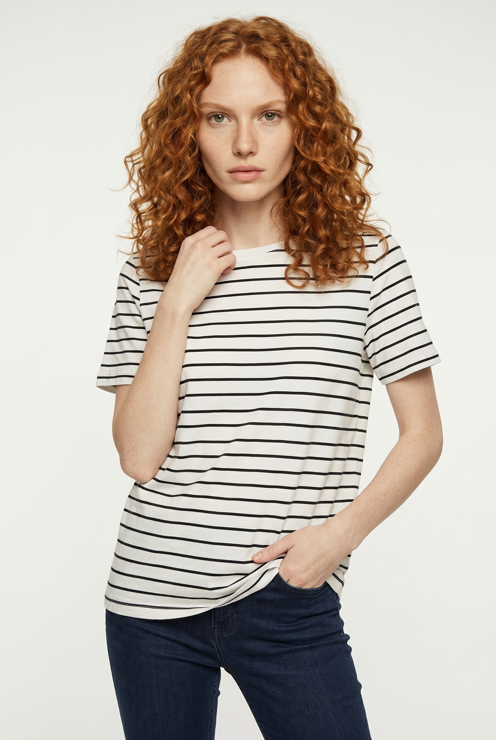 Image of ONLY CARMAKOMA Rundhalsshirt "CARBLOOM LIFE S/S TOP JRS"