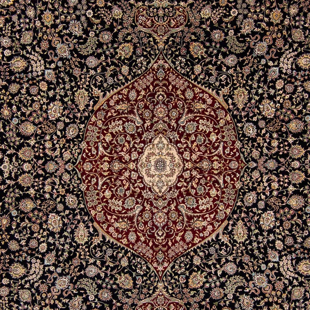 morgenland Orientteppich »Hereke - 370 x 276 cm - dunkelrot«, rechteckig, Wohnzimmer, Handgeknüpft, Einzelstück mit Zertifikat