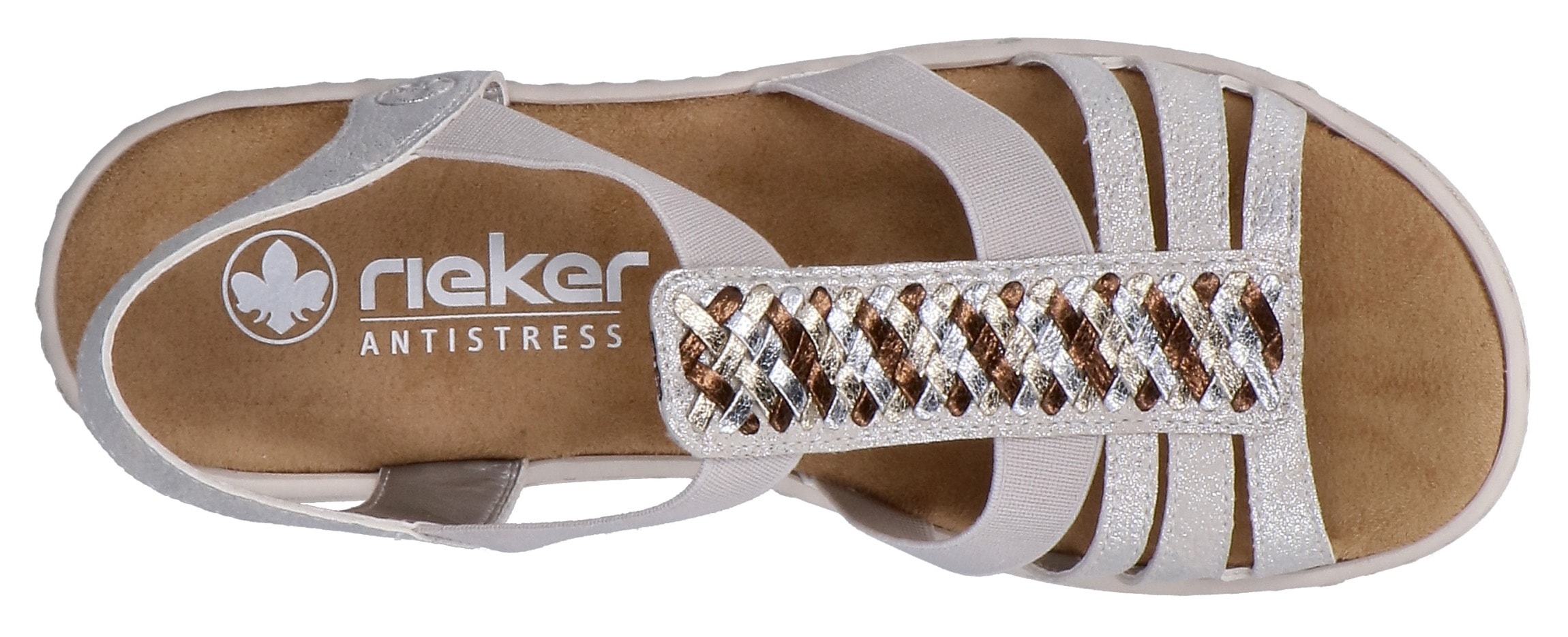 Rieker Sandales compensées  sandale compensée, sandale à plateforme, chaussure d'été aspect métallique