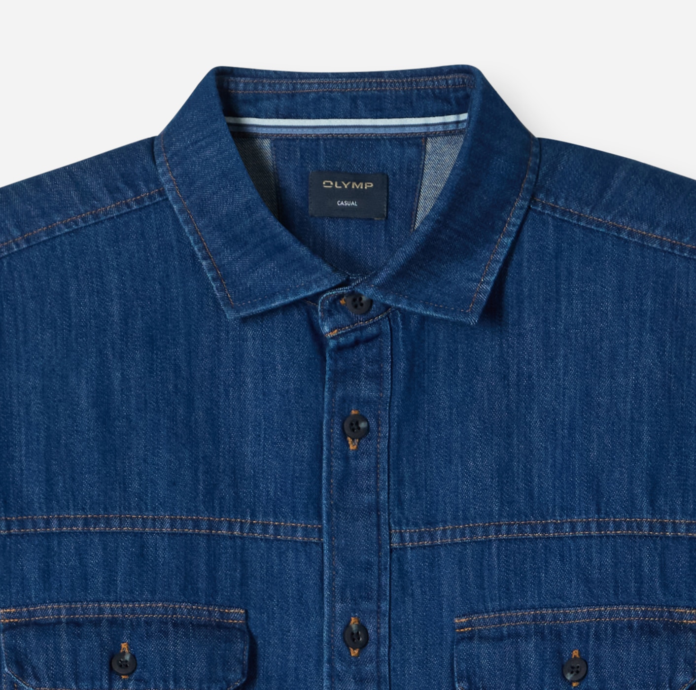 OLYMP Chemise en jean Langarmhemd, regular fit, Kentkragen