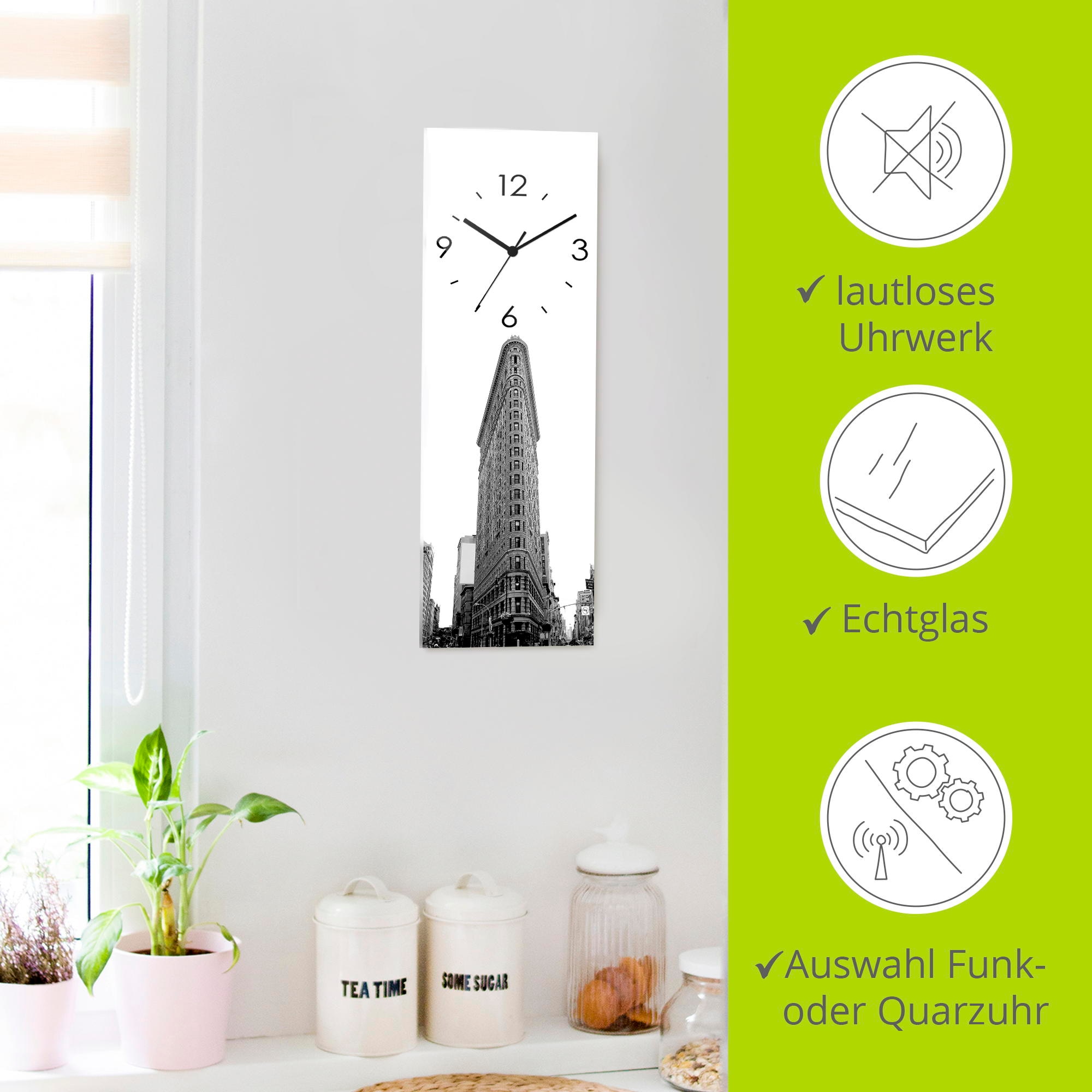 Artland Wanduhr »Flatiron Building New York« wahlweise mit  Quarz- oder Funkuhrwerk, lautlos ohne Tickgeräusche