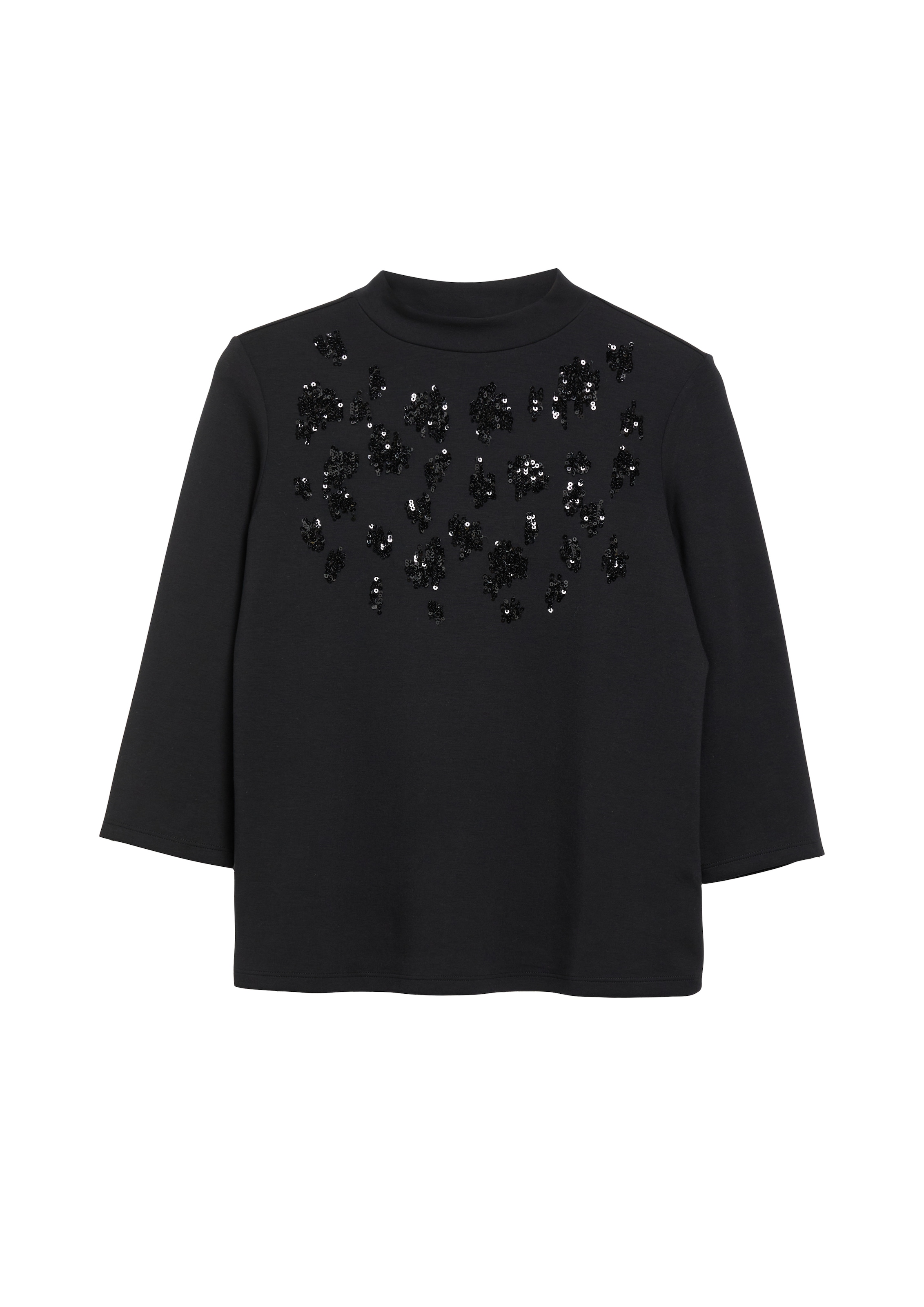 Image of s.Oliver BLACK LABEL 3/4-Arm-Shirt mit Rundhals und Pailletten / Stretch