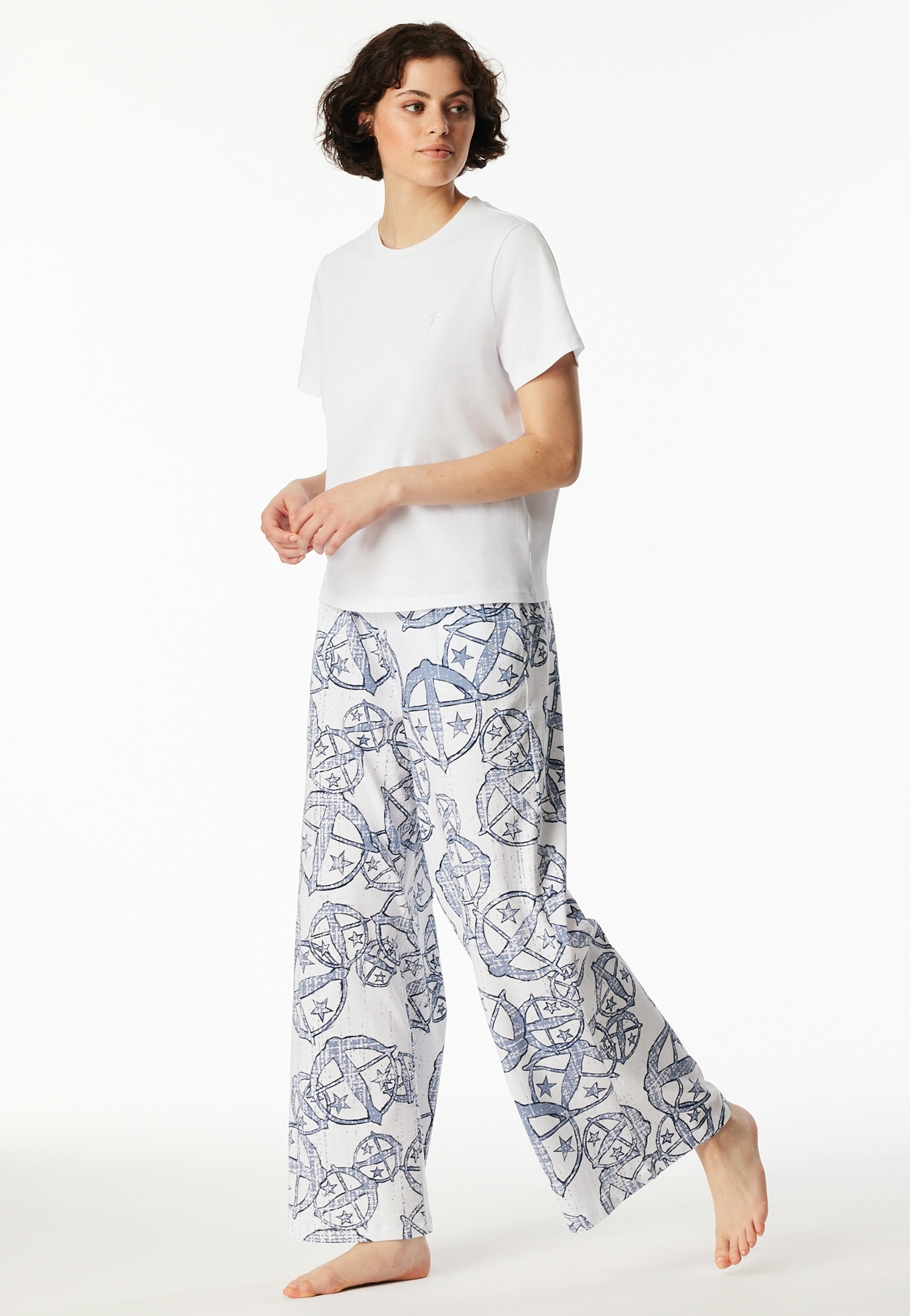 Image of Schiesser Pyjamahose "Mix + Relax" seitliche Taschen, weites Bein, Baumwolle, Bindekordel