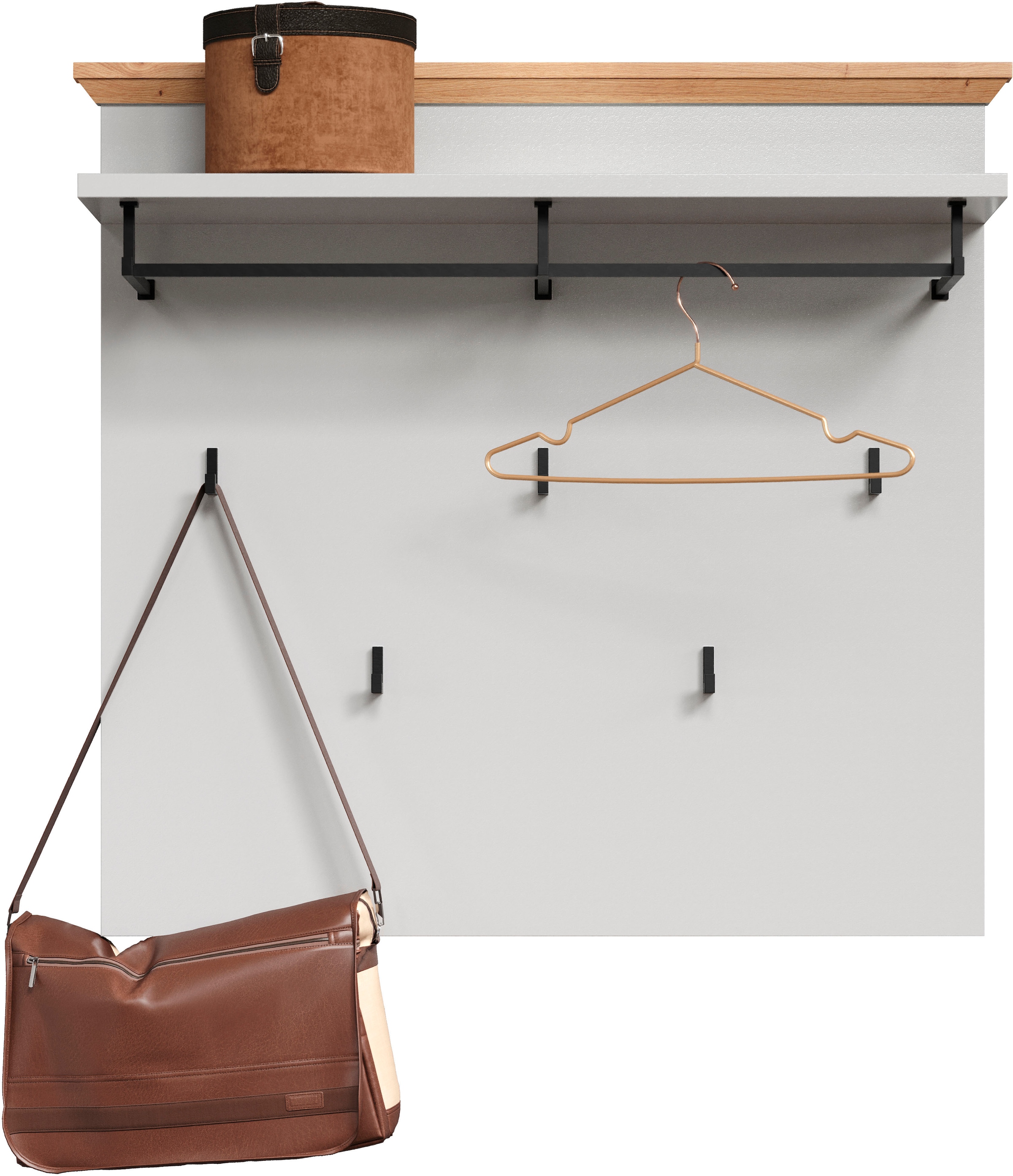 Home affaire Garderobenpaneel »Herzwill« 1 Stk. tlg. Wandpaneel, Masse B/H/T ca.: 91/49/41 cm in hellgrau und Eiche NB
