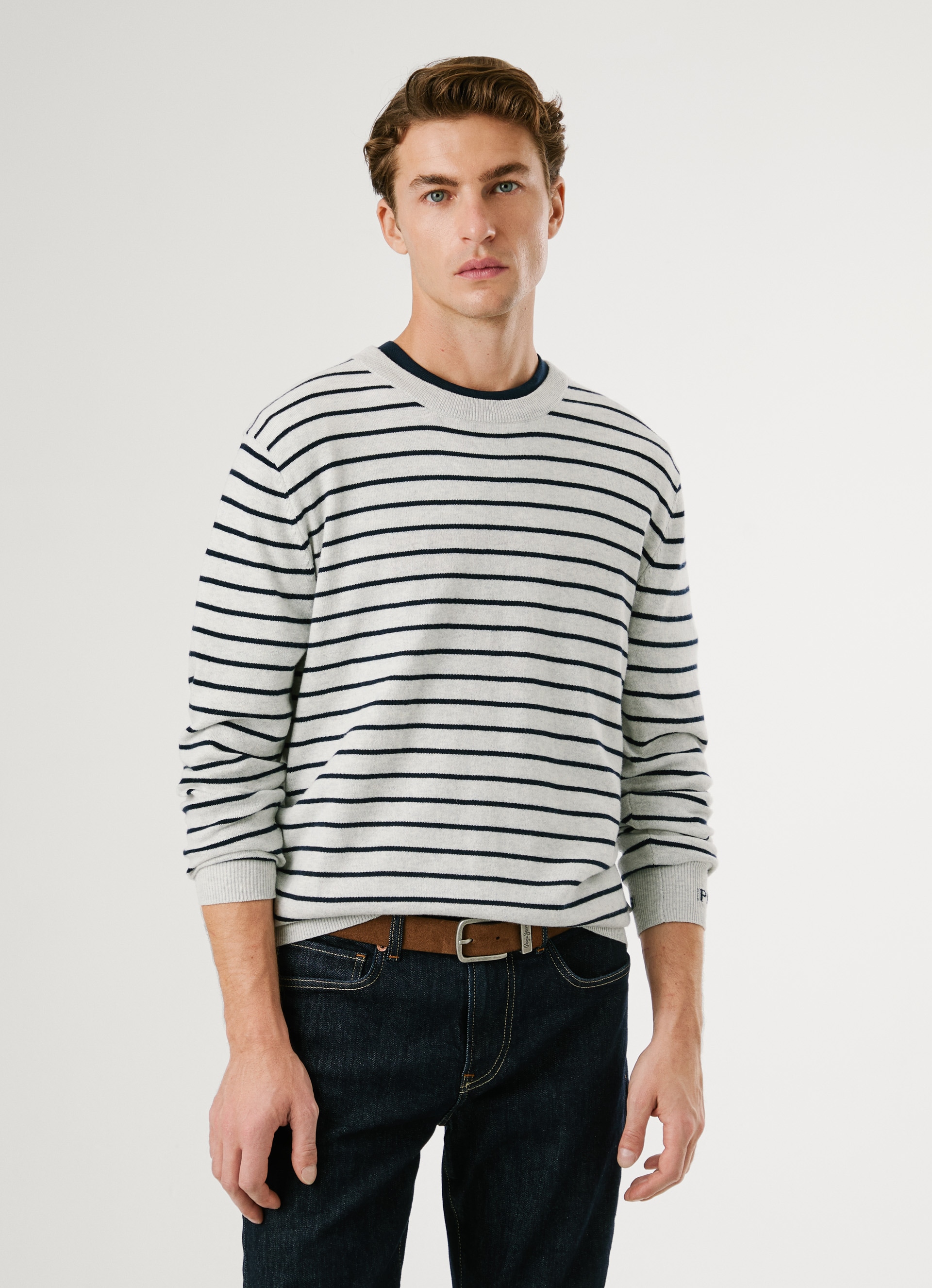 Image of Pepe Jeans Rundhalspullover "ANDRE STRIPES" mit Kaschmir-Anteil, gestreift