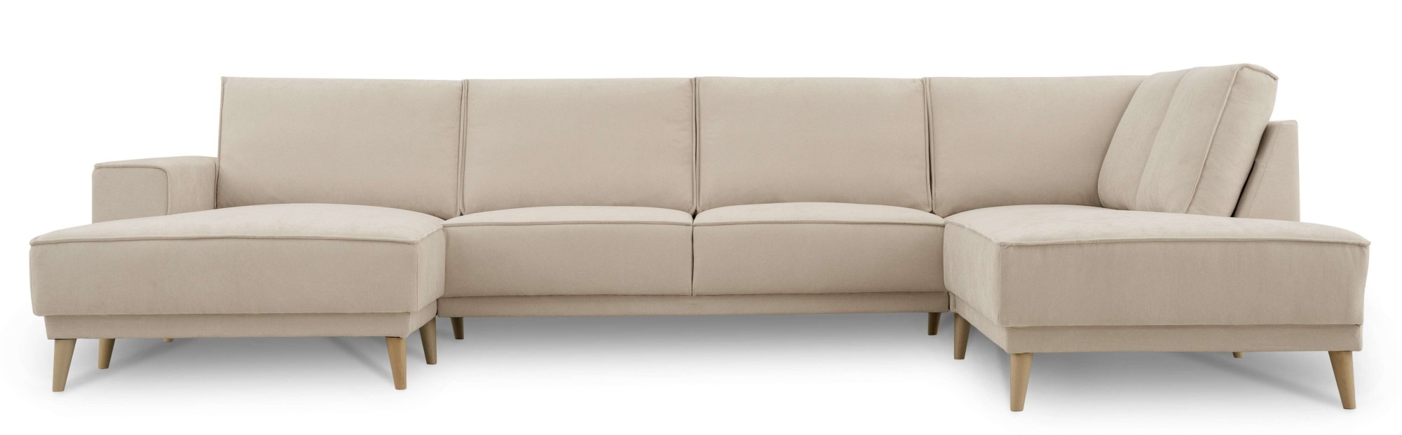 GOODproduct Wohnlandschaft »Oland Skandi, weicher Chenille-Stoff« U-Form, 345 cm, Wellenunterfederung, Skandi-Design, Massivholzfüsse