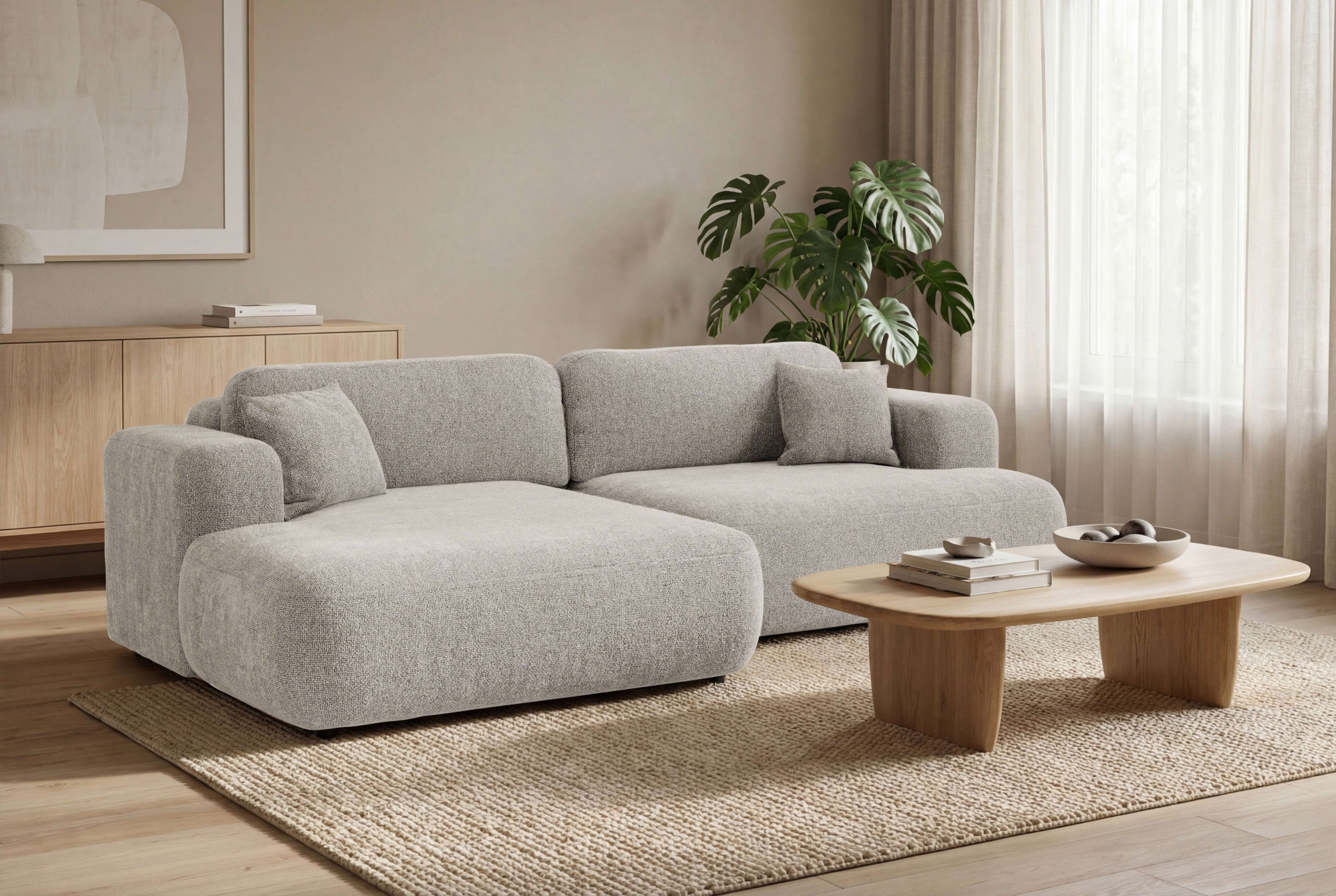 GOODproduct Canapé d'angle »VEEVIA L-Form, Schlafsofa, Verlässliche Qualität, Breite 256cm« avec coffre de lit, supporte jusqu'à 480kg, incluant coussins de dossier et décoratifs