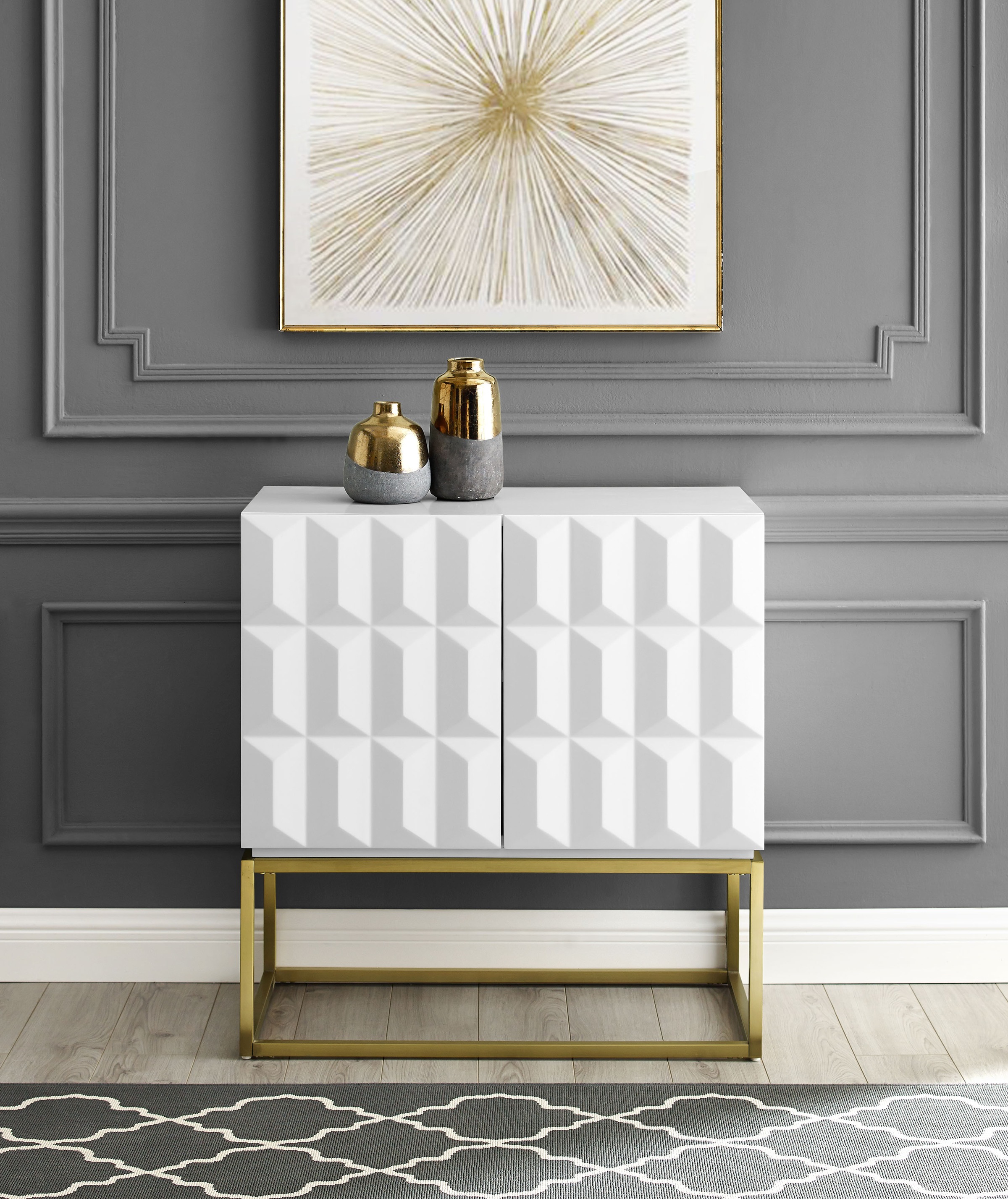 Image of Leonique Kommode »Alais«, in 3D-Optik und goldfarbenem Gestell bei Ackermann Versand Schweiz