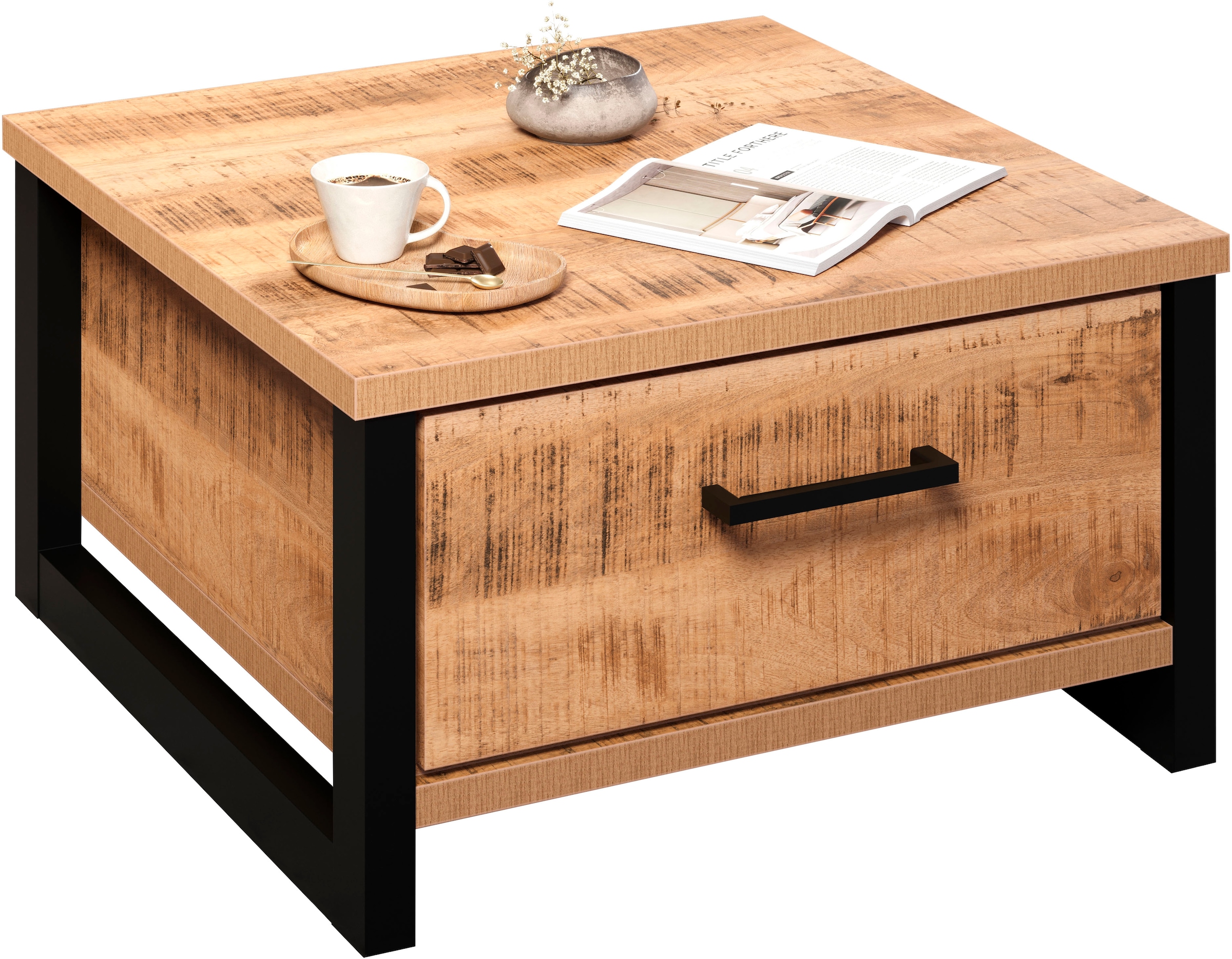 Image of Home affaire Couchtisch "Elda" 1 Stk. tlg. Couchtisch mit 2 Vollauszug Schubladen – (B/T/H) 80/80/45 cm