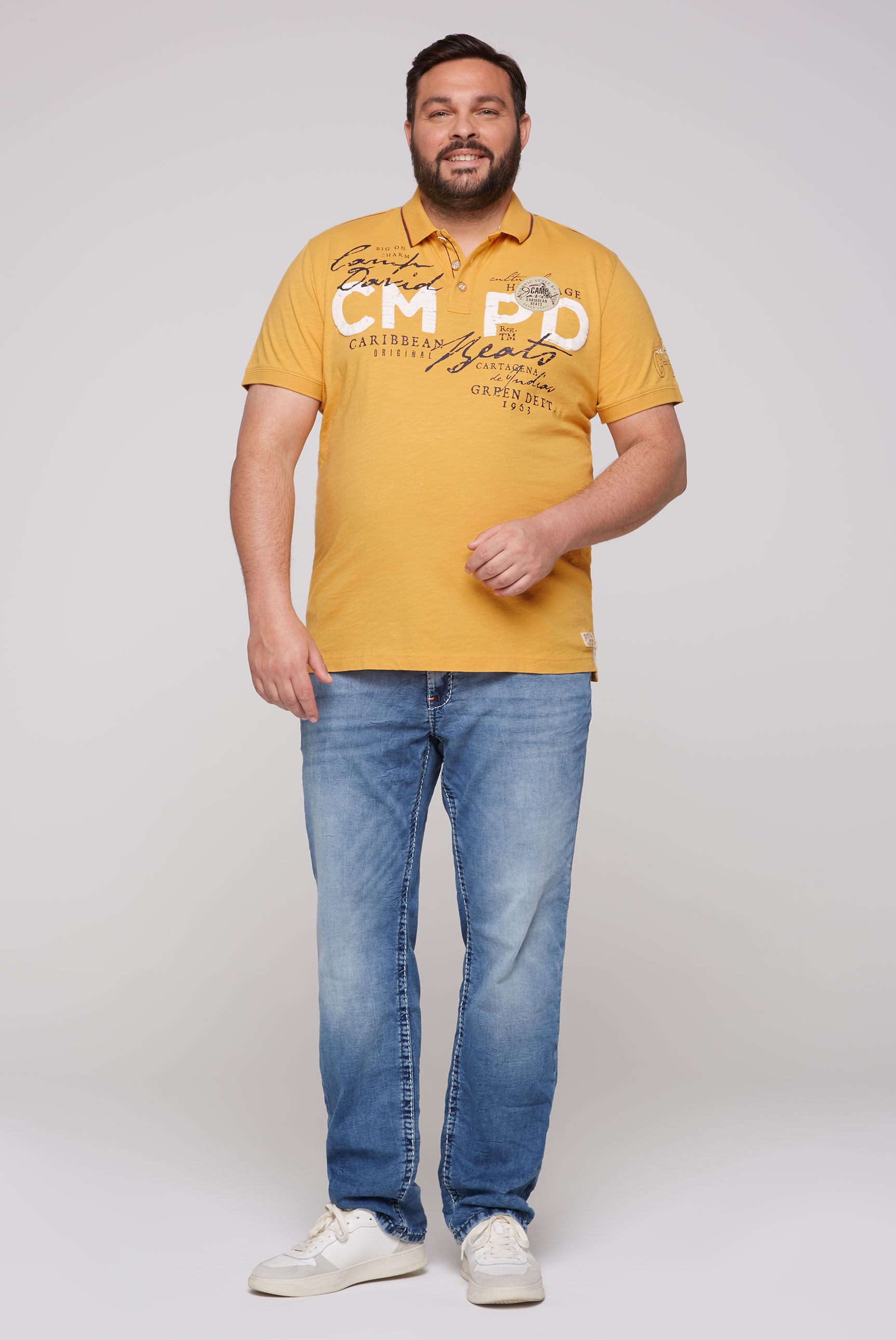 CAMP DAVID Poloshirt, mit Front- und Backprint