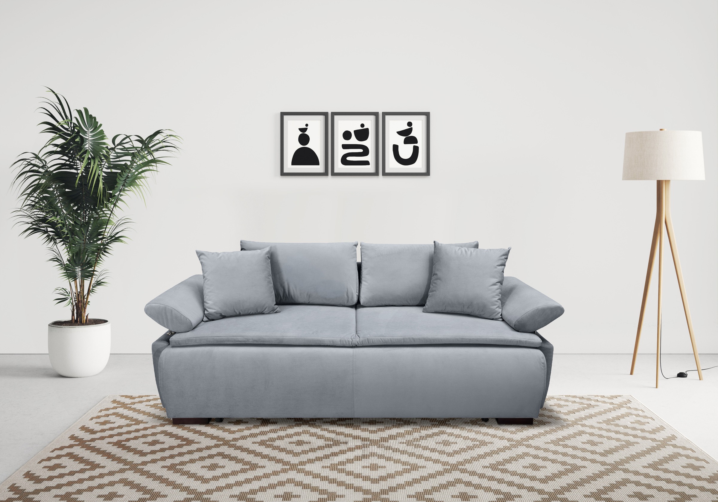 Image of Home affaire Schlafsofa "Romeo, B: 224 cm, Liegefl. 152x200 cm" Bettfunktion, Bettkasten, Armteilverstellung & 2 Zierkissen, Boxspring